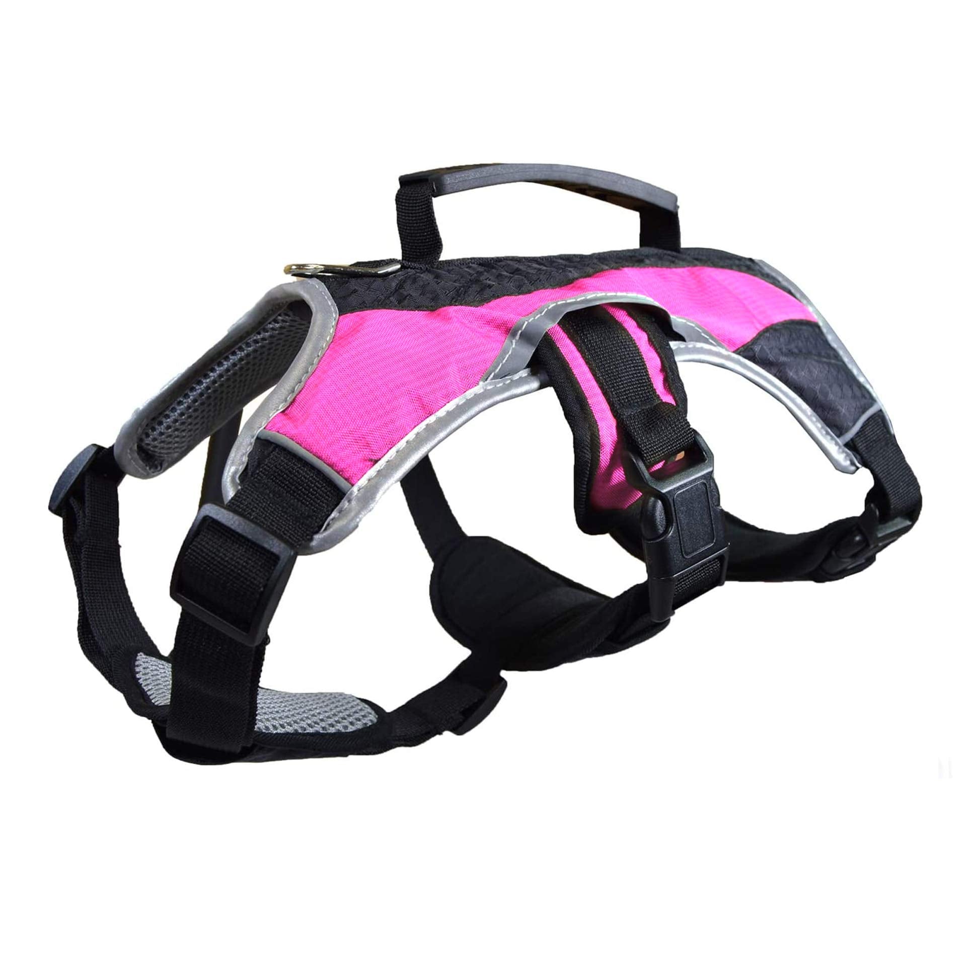 Peak Pooch - No-Pull Dog Harness - Padded, Mesh Fabric Dog Vest With Reflective Trim, Lifting Handles And Buckle Straps - Pink D