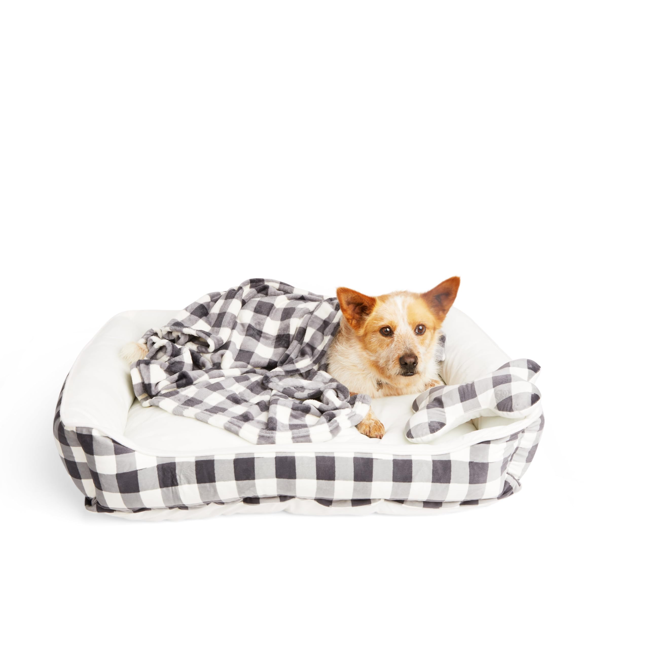 Everyyay Essentials Dog Bed Bundle, 36 L X 30 W X 6.5 H, Plaid