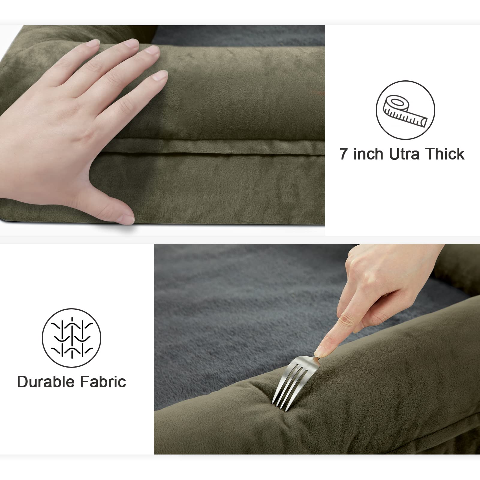 Yiruka Xl Dog Bed, Orthopedic Gel Memory Foam Dog Bed, Washable Dog Bed With Removable Cover, Waterproof Non-Slip Bottom Big Dog Cooling Bed, Dark Green