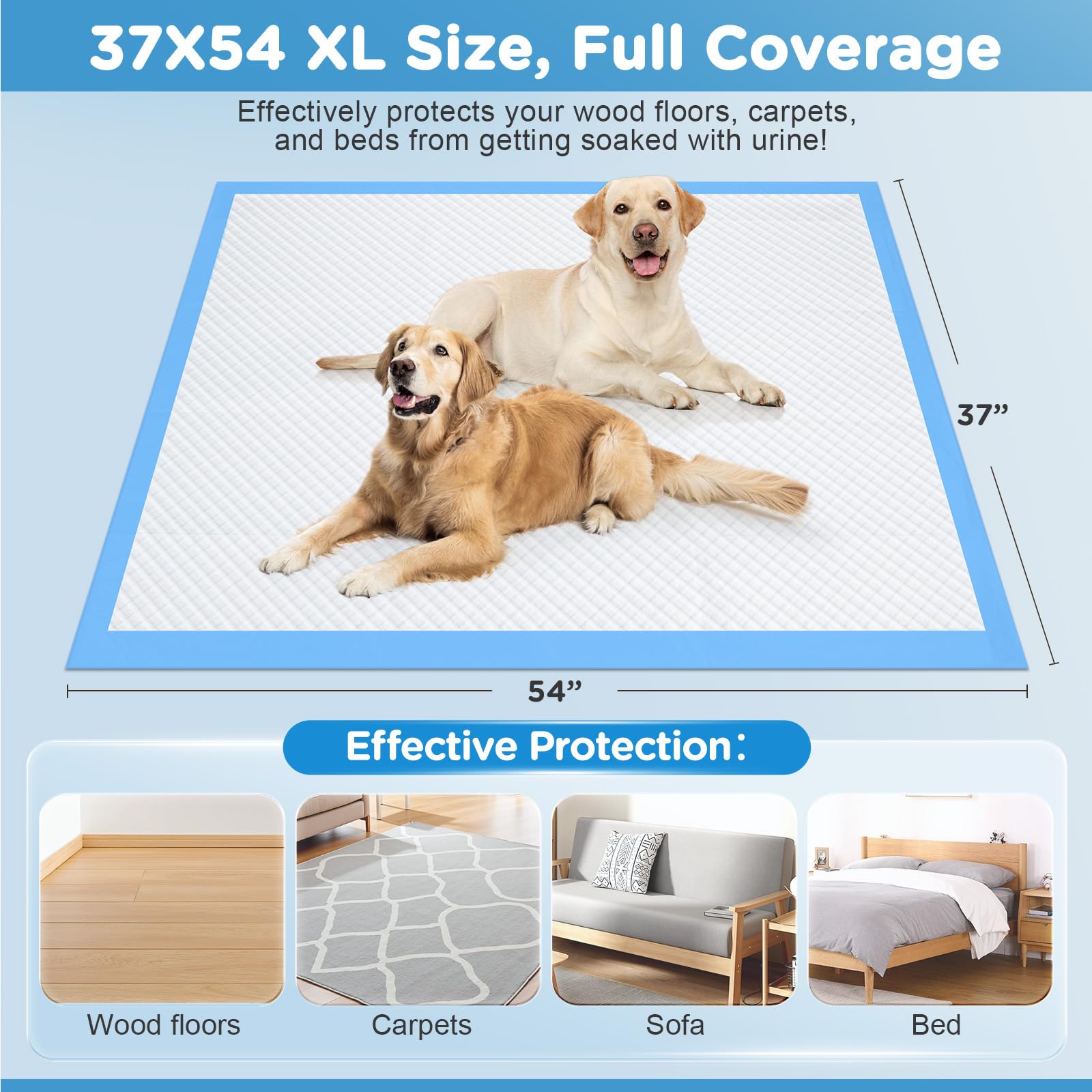 iweepet Enormous 37x 54 Dog Training Potty Pads, Thicken Super Absorbent & Leak-Proof 6 Layers Puppy Pads 30 Counts, Disposable
