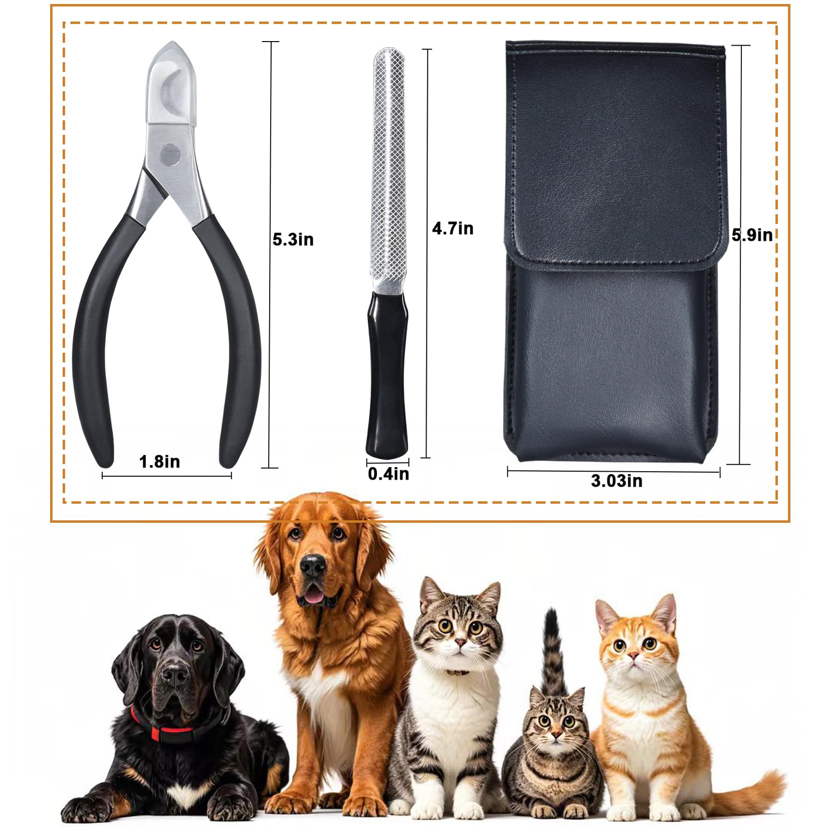 Sg Nekoo Large Dog Nail Clippers And File Set For Thick Nails Heavy Duty 420 Stainless Steel Grooming Kit, Anti-Slip Handle &Pu