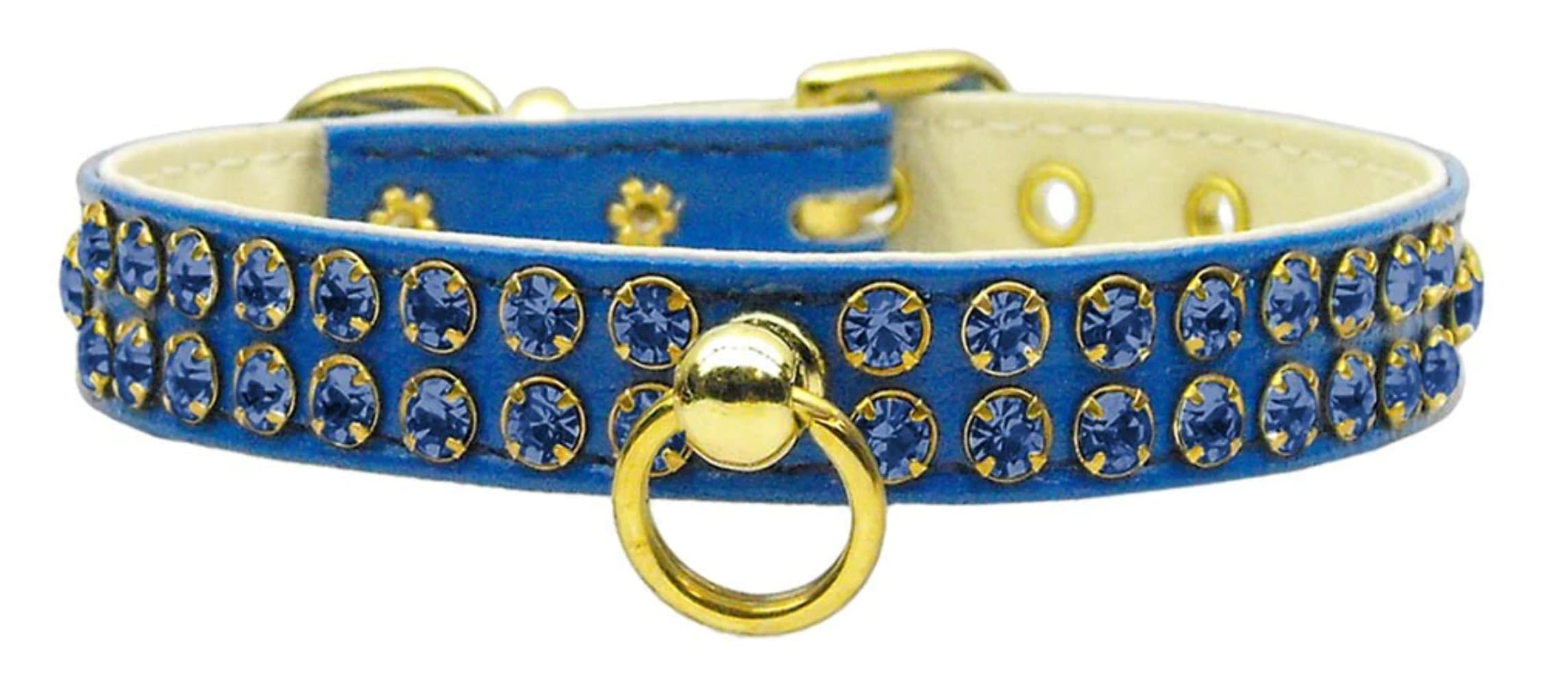 Dog, Puppy & Pet Collar, Swank Rhinestone White w/Lt. Blue 12
