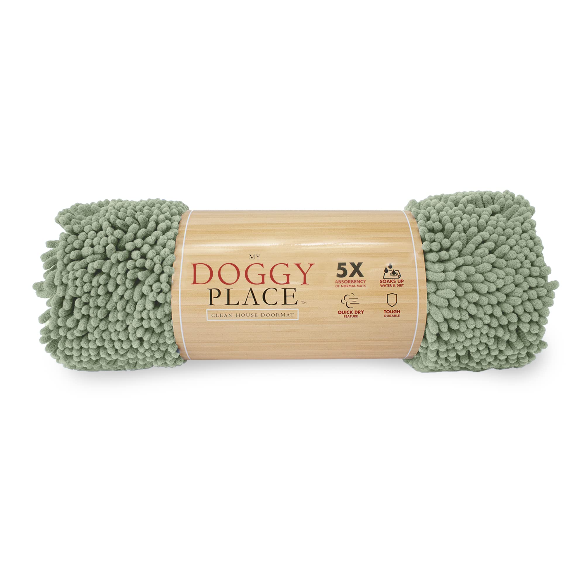 My Doggy Place - Microfiber Door Mat - Soft And Plush Pet Mat For Every Room Of The House - Dirt And Water Absorbent Mat - Washer & Dryer Safe Non-Slip Mat - Sage Green - L - 36 X 26 In