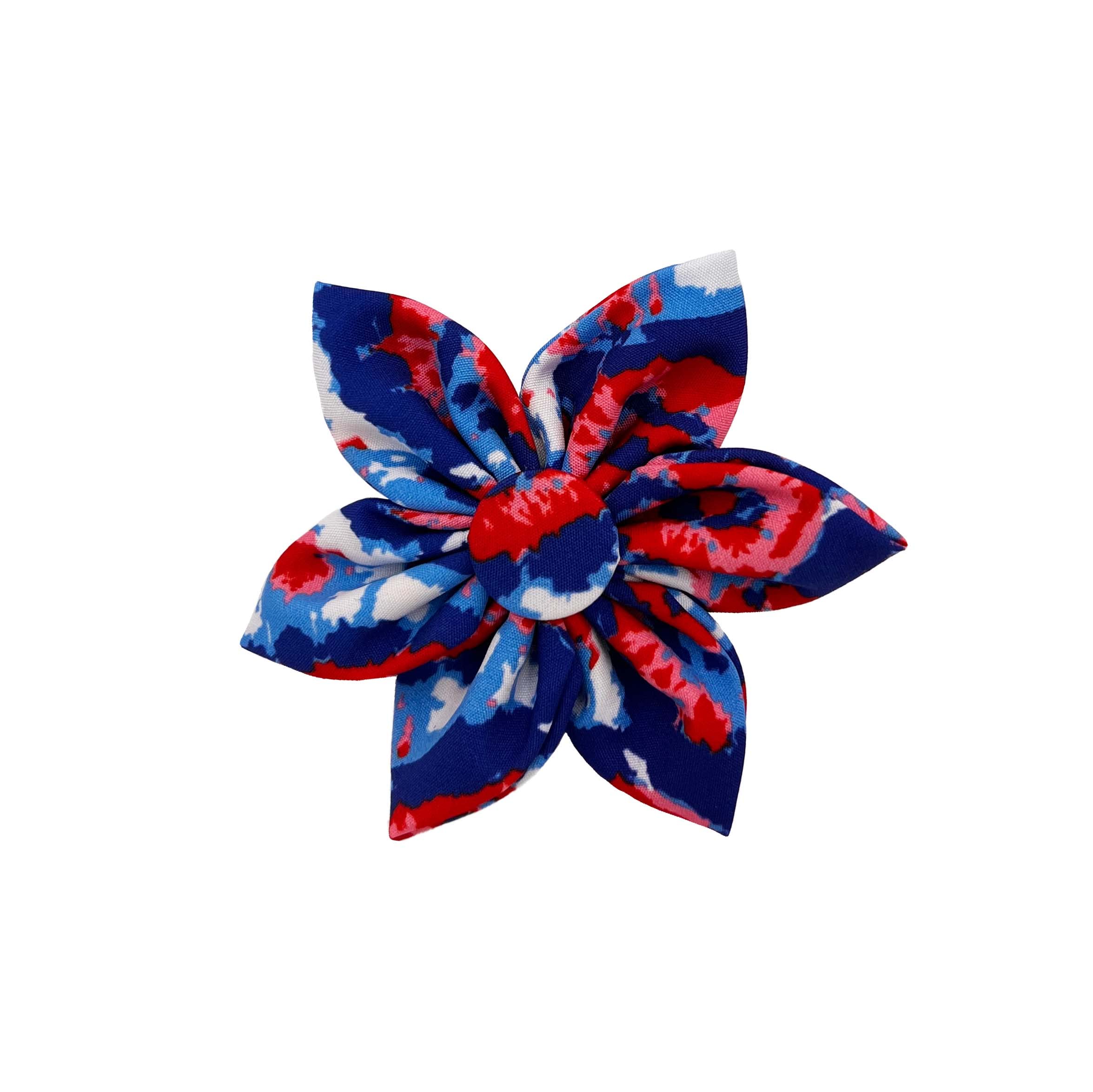 Huxley & Kent Pet Pinwheel | American Tie Dye (Small) | 4Th Of July Collar Accessory For Dogs/Cats | Bow Collar Attachment | Cut
