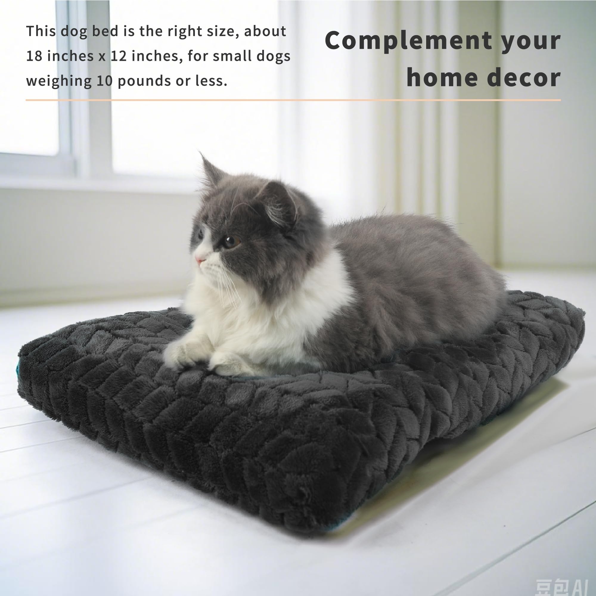 Cat Mat Black Cat Bed For Indoor Cats 18 Inch Washable Comfy Cushion,Up To 10 Lbs Soft And Fluffy Small Dog Bed For Crate Tire P