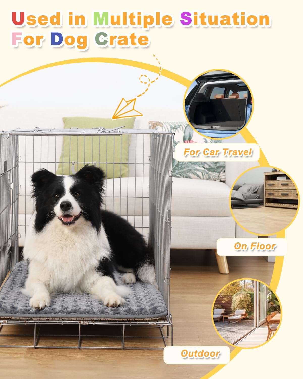 Dog Bed For Crate High Resilience Foam Crate Pad Mat For Medium Dogs Washable Anti-Slip,29'' X 18'',Dark Gray