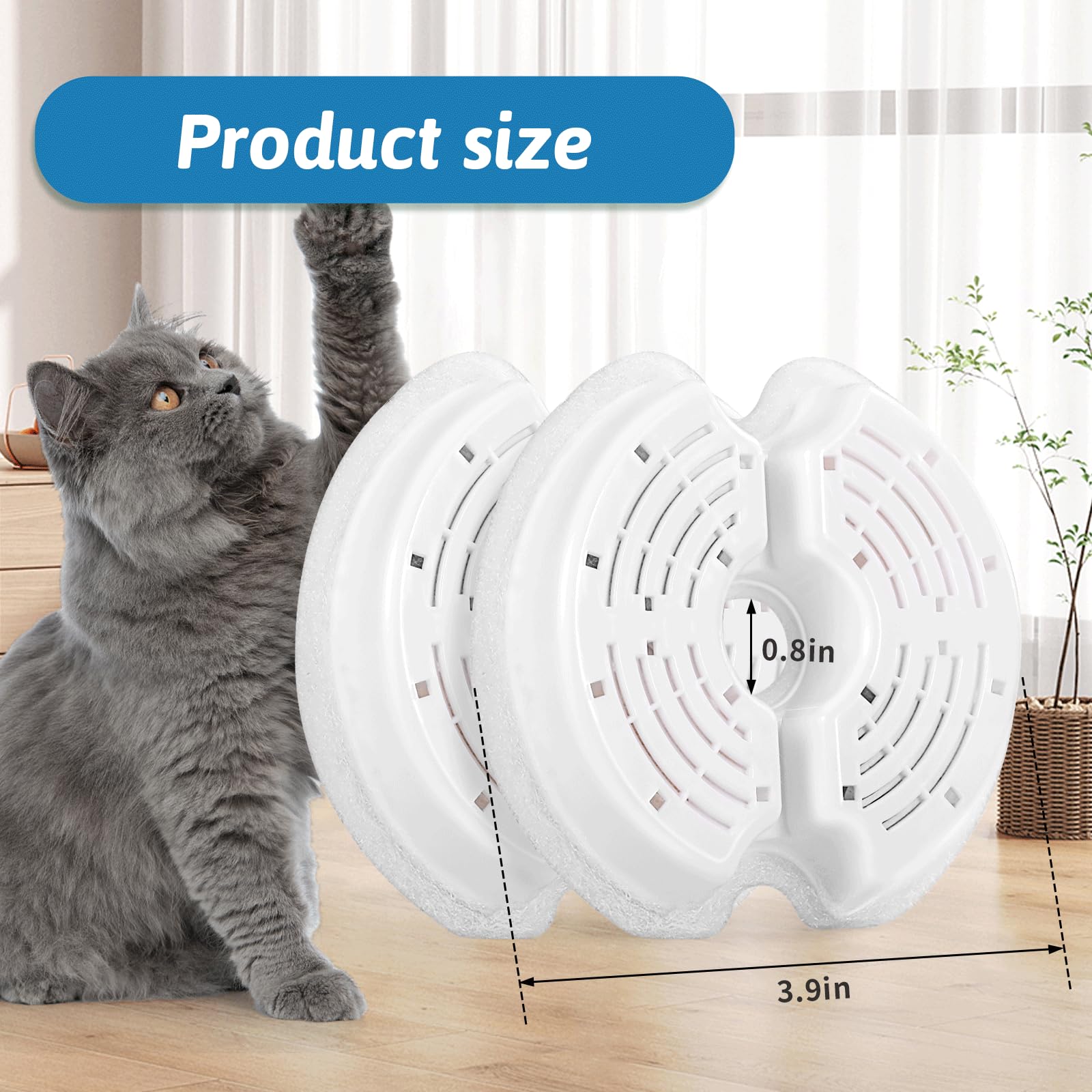 Cat Water Fountain Filters For 84Oz/2.5L Stainless Steel Pet Fountain And 67Oz/2.0L Plastic Cat Drinking Fountain, 16 Pack Pet Replacement Filters Set