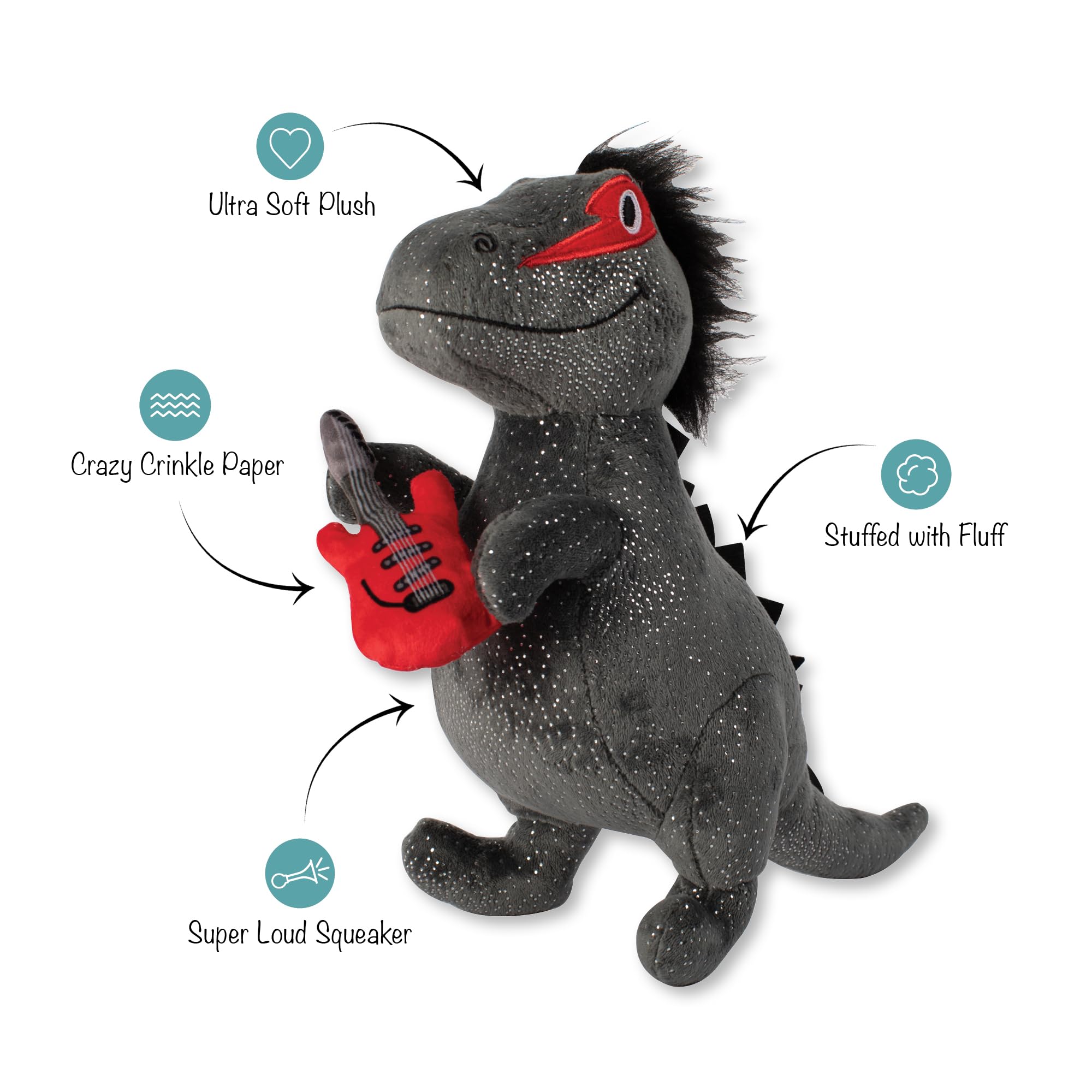 Fringe Studio Plush Dog Toy, Rocker Rex, Pet Shop Collection (314214)