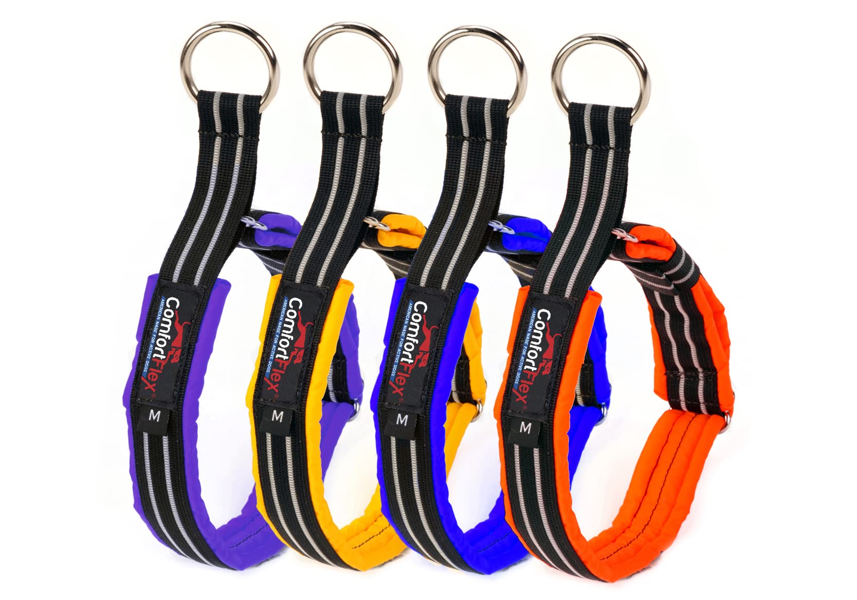 Comfortflex Martingale Dog Collar - 1.5' Wide, Reflective, Adjustable, Fully Padded Nylon, Gentle Control, Escape-Proof, Limited Slip Design, Made In The Usa, Medium, Saffron Yellow