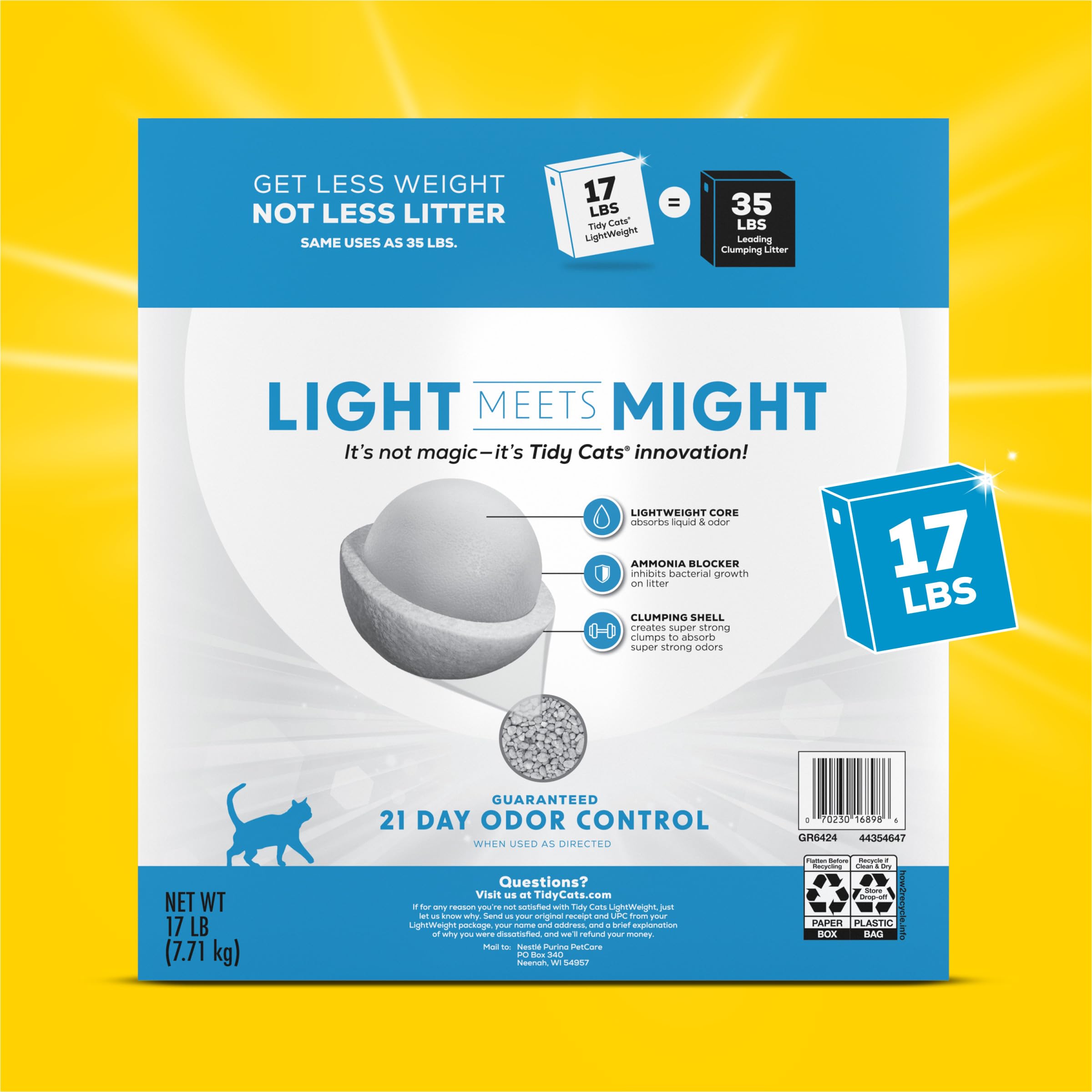 Purina Tidy Cats Light Weight, Low Dust, Clumping Cat Litter, Lightweight Instant Action - 17 Lb. Box