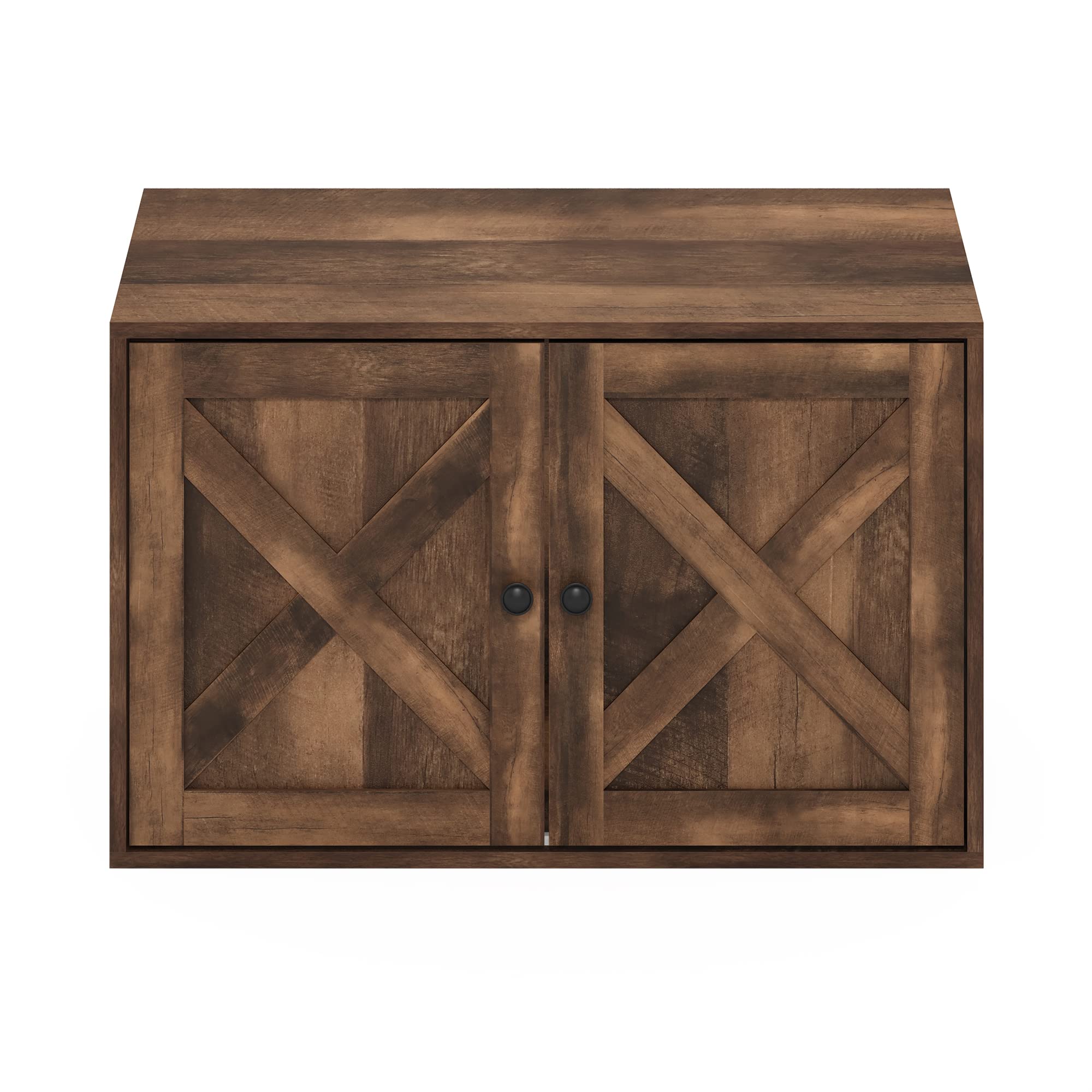 Furinno Peli Farmhouse Cat Litter Box Enclosure, Rustic Brown