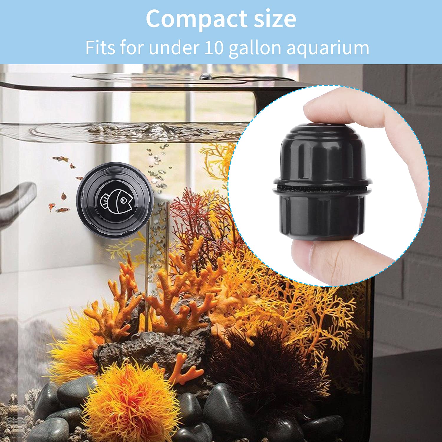 Pawfly Aquarium Magnetic Brush For Glass Fish Tanks 1.5 Inch Stain Scrubber Pads Cleaning Tool For 3/5 Inch Thick Fresh & Marine Aquariums Up To 10 Gallons (Not For Acrylic & Plastic Tanks)