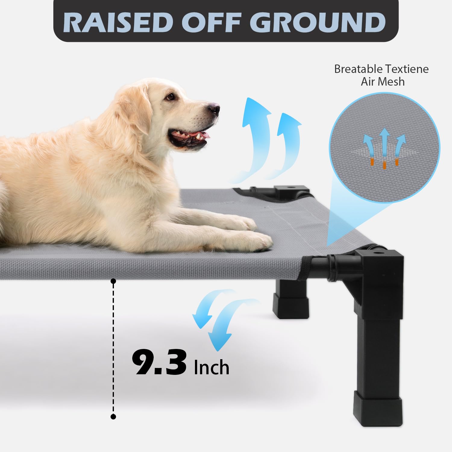Heeyoo Elevated Dog Bed With Canopy, Outdoor Dog Bed Cot With Removable Shade Tent, Portable Raised Pet Cot Cooling Bed For Dogs