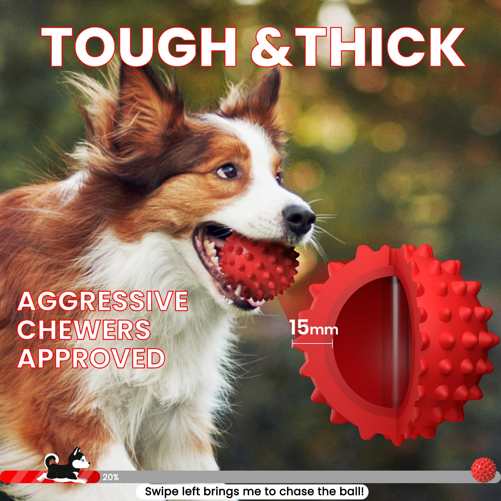 Apasiri ???????????????? ?????????????? Squeaky Toys For Large Dogs, Aggressive Chewers, Tough Spiky Ball Durable Floatable Rubb