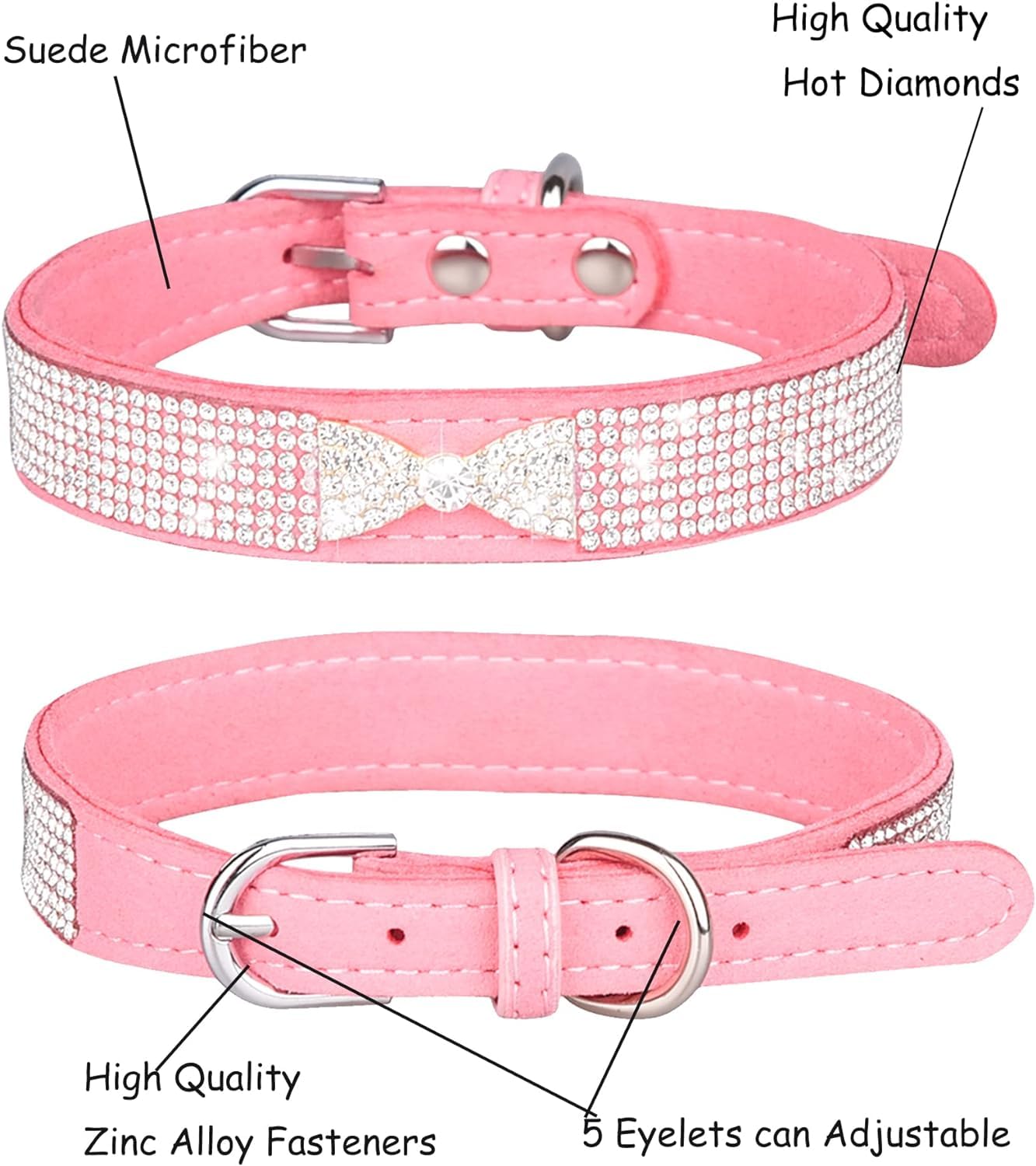 Bling Dog Collars For Small Dogs, Rhinestone Pet Collars, Pink Diamond Puppy Collar For Xxs Xs Small Medium Large Female Dogs Gi