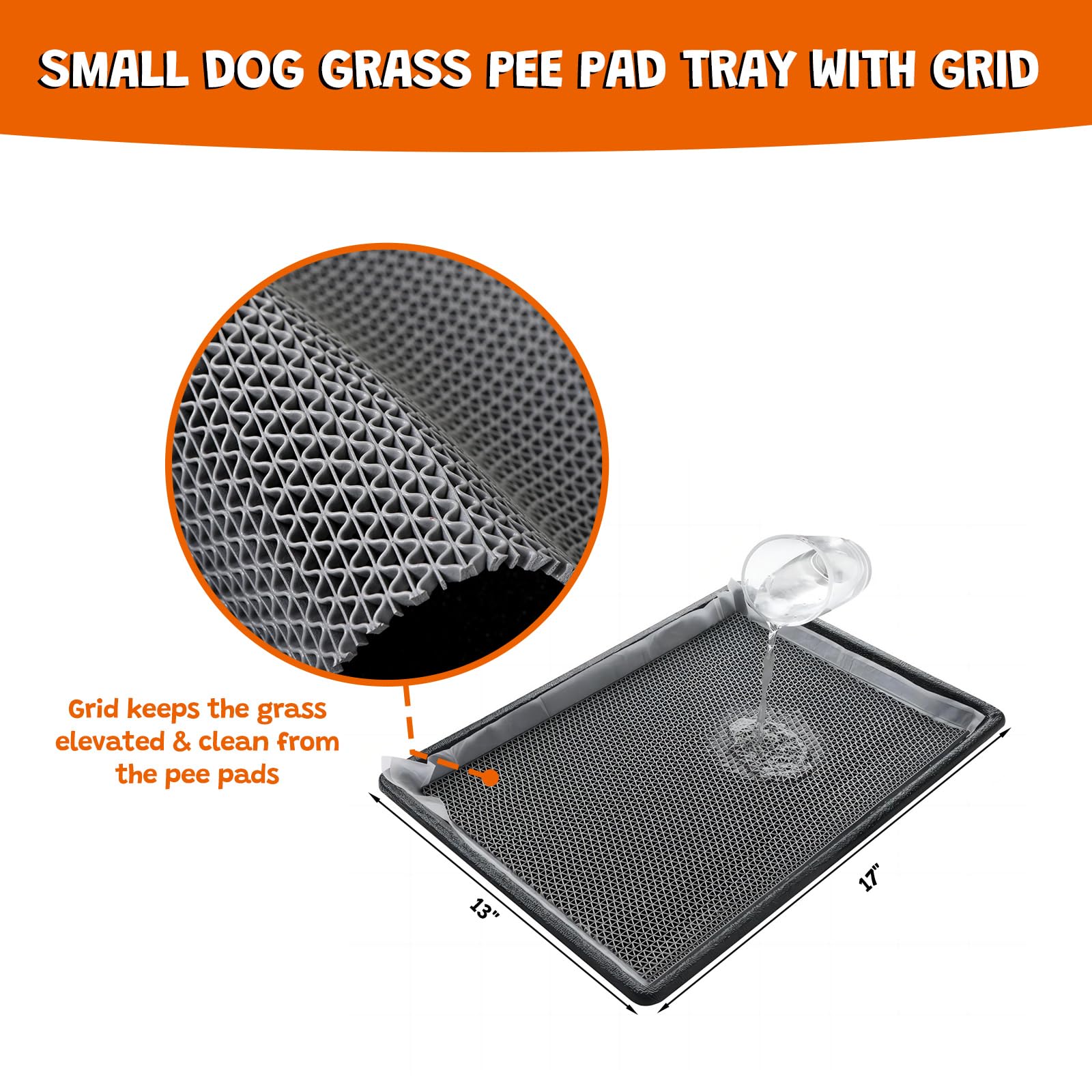 Meexpaws Dog Grass Pee Pads For Dogs With Tray, Small Size 18 By 14 In, 2 Dog Artificial Grass Pads, Indoor Dog Litter Box