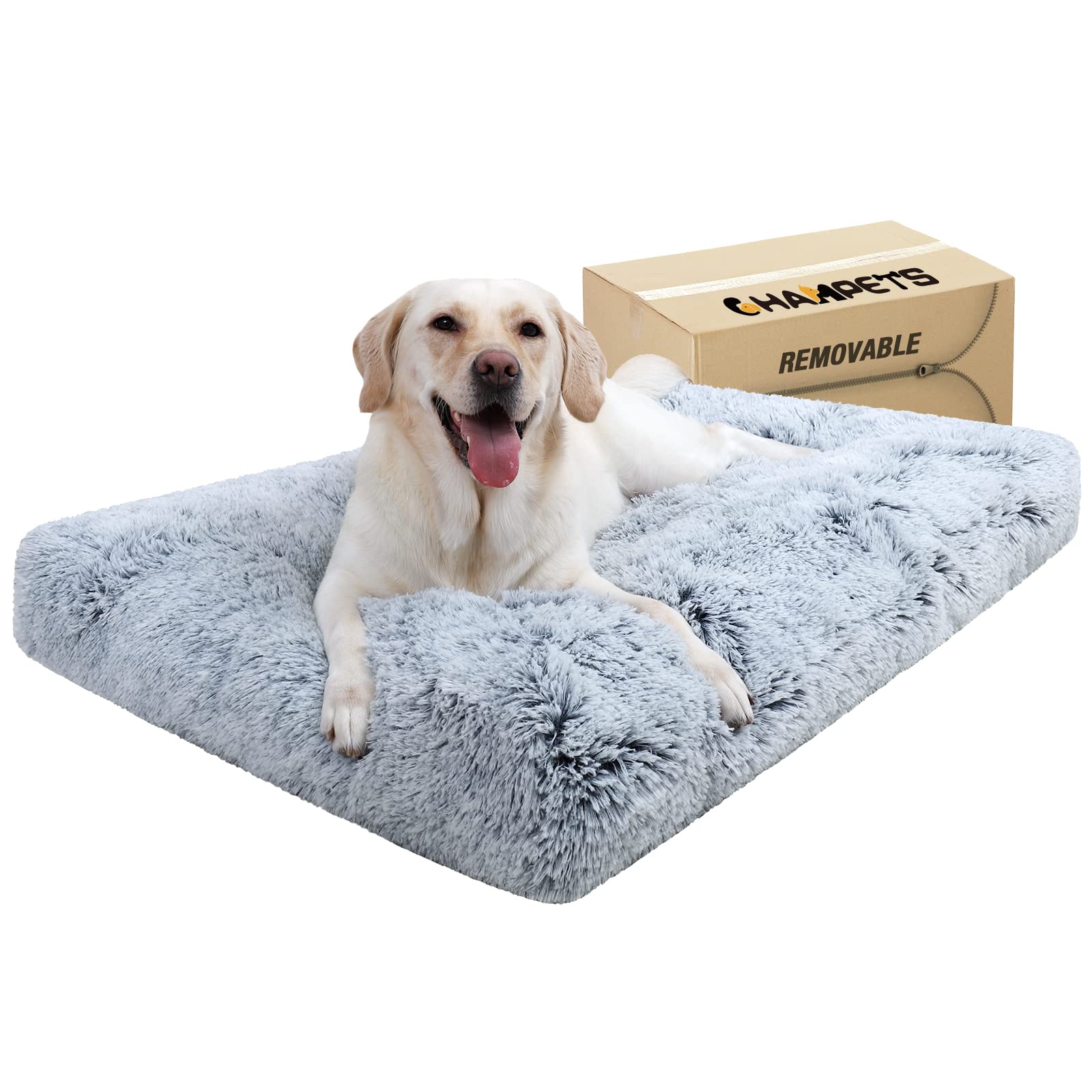 Champets Washable Extra Large Dog Bed With Removable Cover, Super Soft Waterproof Dog Crate Bed With Non-Slip Bottom, Fluffy Pet