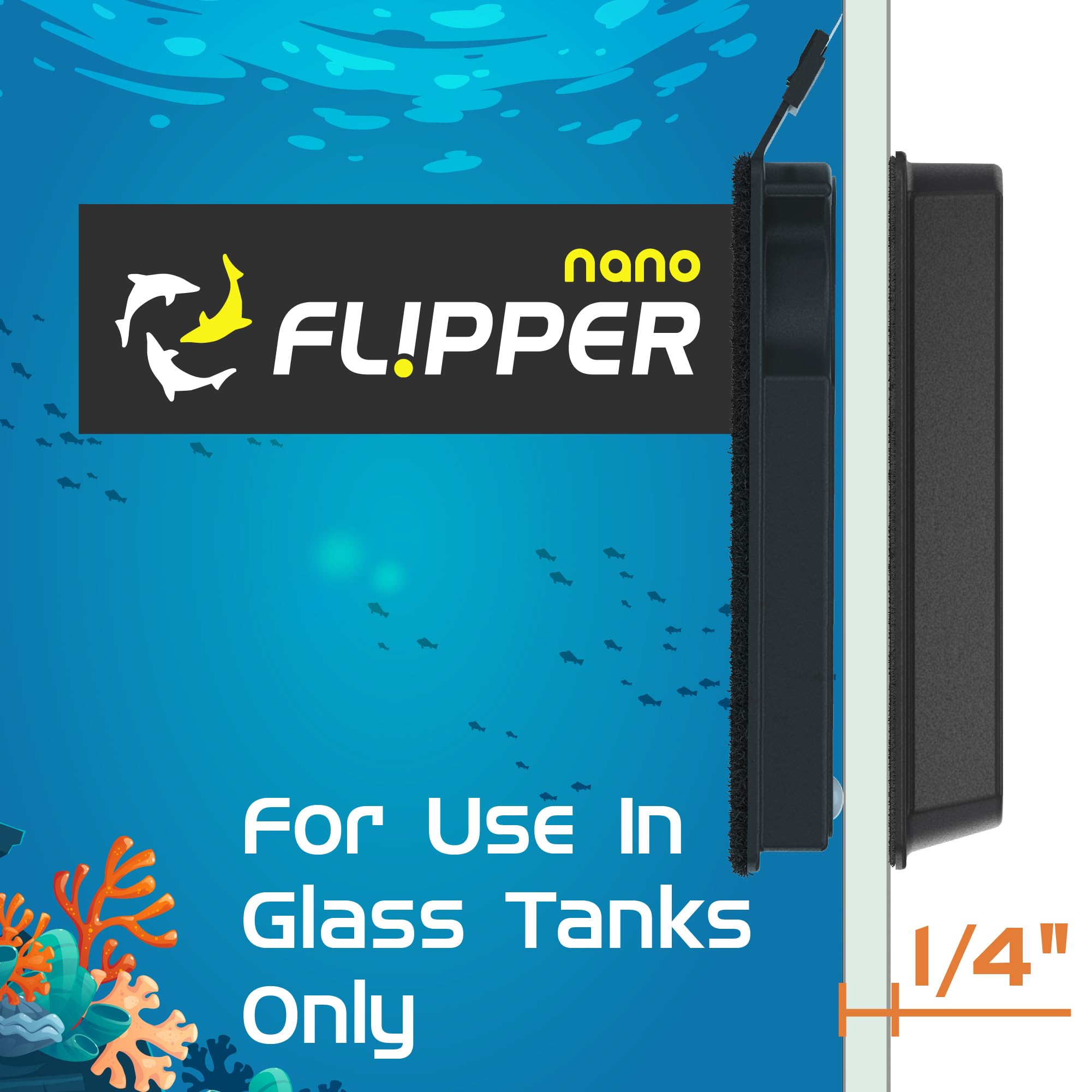 FL!PPER Flipper Magnetic Aquarium Glass Cleaner & Fish Tank Accessories | Effortless Algae Remover for Fish Tank (Nano)