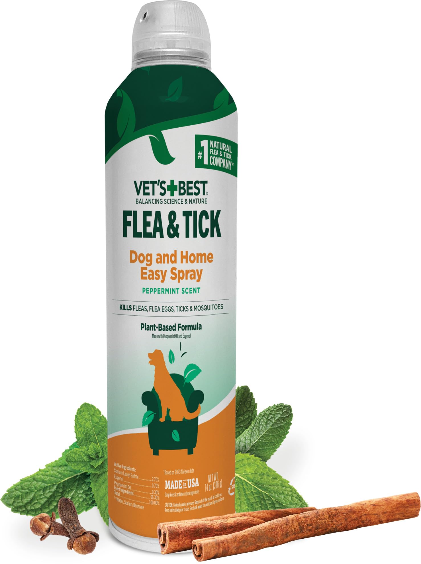 Vets Best Flea and Tick Home Spray, Dog Flea and Tick Treatment for Home, Plant-Based Flea and Tick Prevention for Dogs, Dog Fl