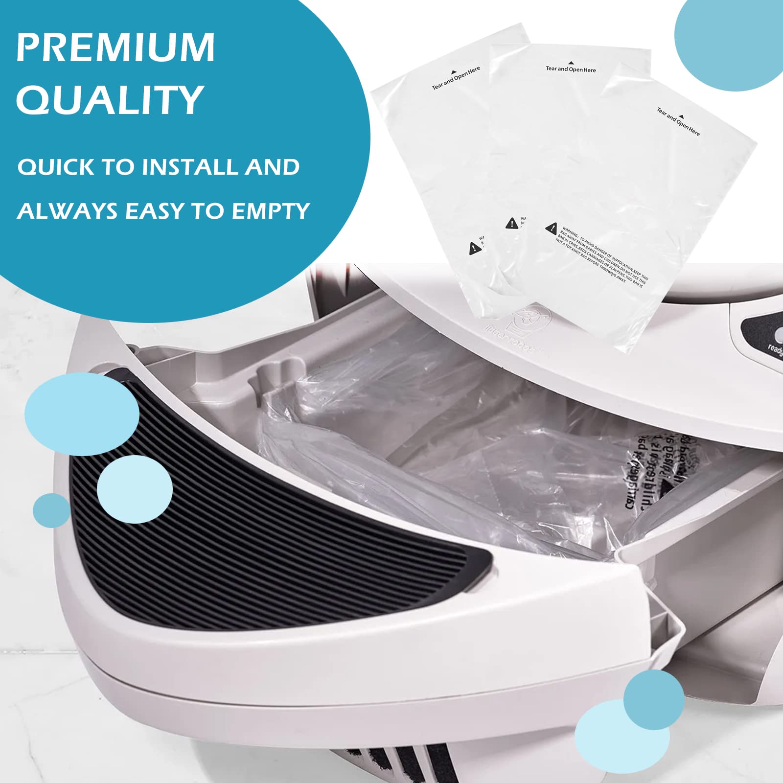 120 Count Waste Drawer Liners Bags Compatible With All Litter Robot Models, 9-11 Gallons Litter Box Liners Custom Fit For Litter-Robot