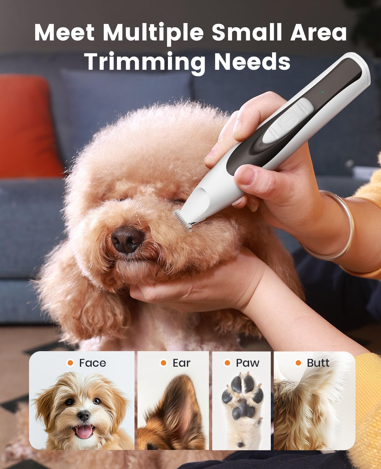 Oneisall Quiet Dog Trimmer For Paws Dog Nail Grinder Paw Trimmer With 2 Led Lights 35Db Grooming Kit Safe Nail Kit Cordless Rech