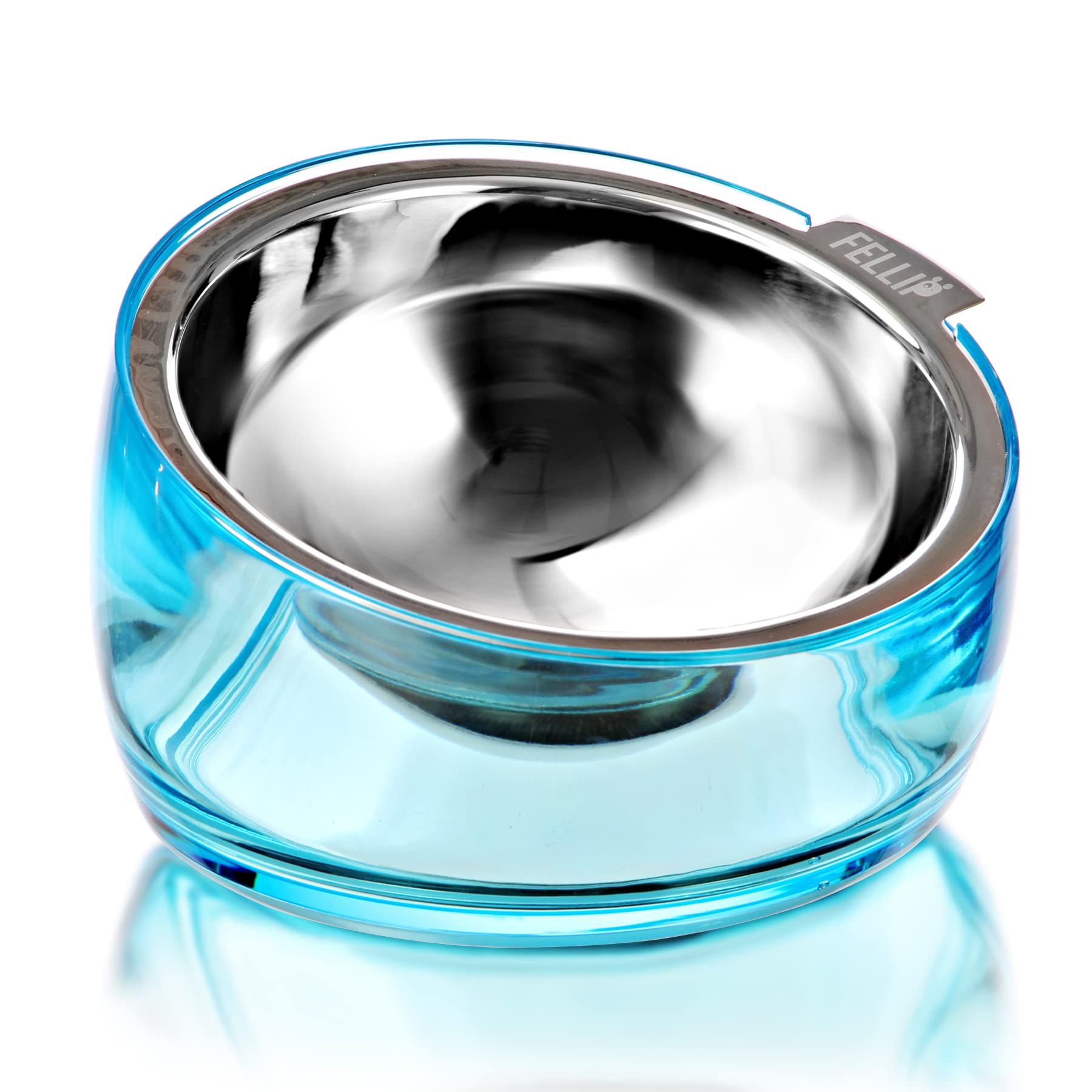 Felli Pet Oblik Slanted Dog Food Water Bowl Elevated Stainless Steel Oval Dish Ergonomic Angled Metal Feeder Spill Proof Non Sli