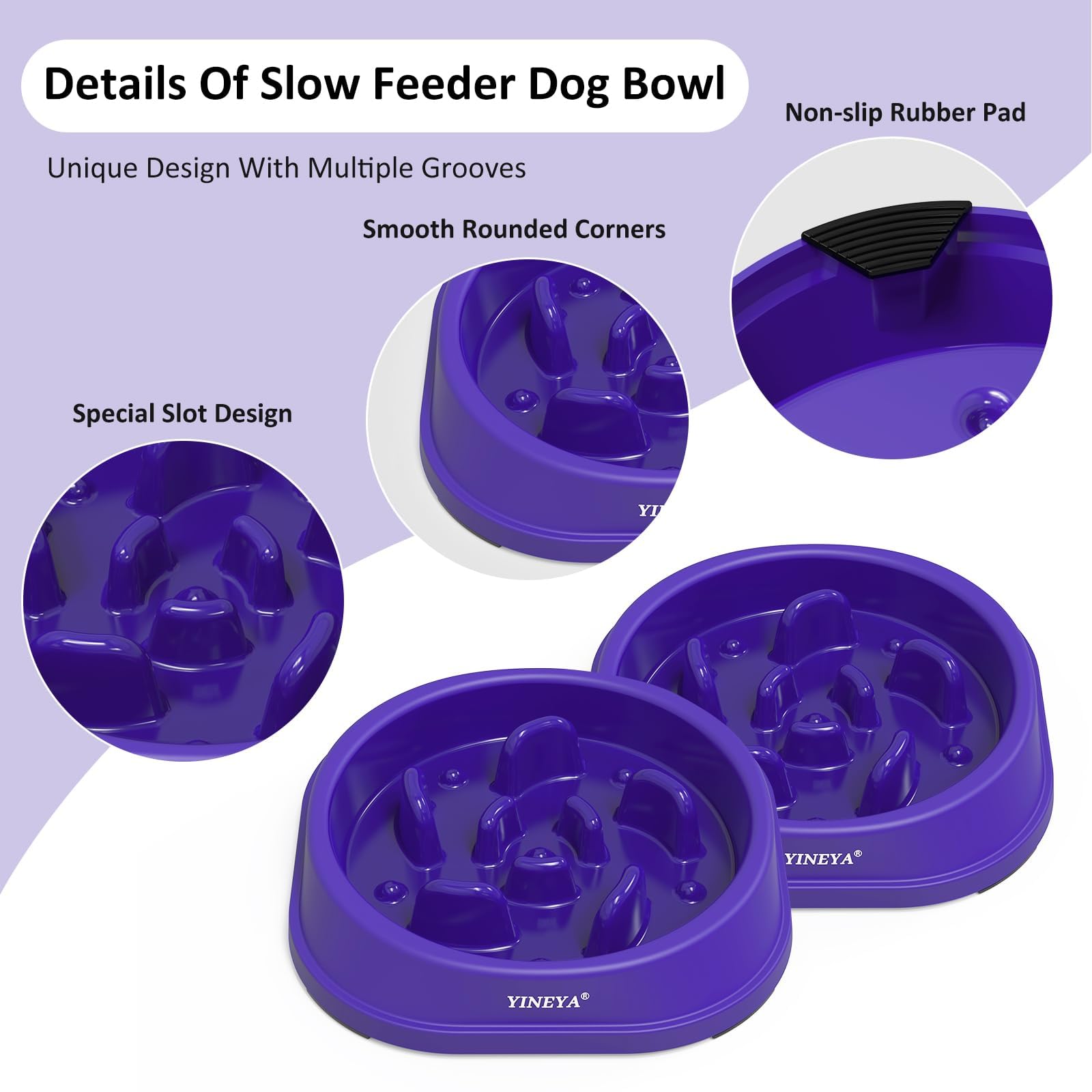 YINEYA Anti-Choking Slow Feeder Dog Bowls Small Size Dog, Slow Feeder Cat Bowl, Supplies and Puzzle for Pet
