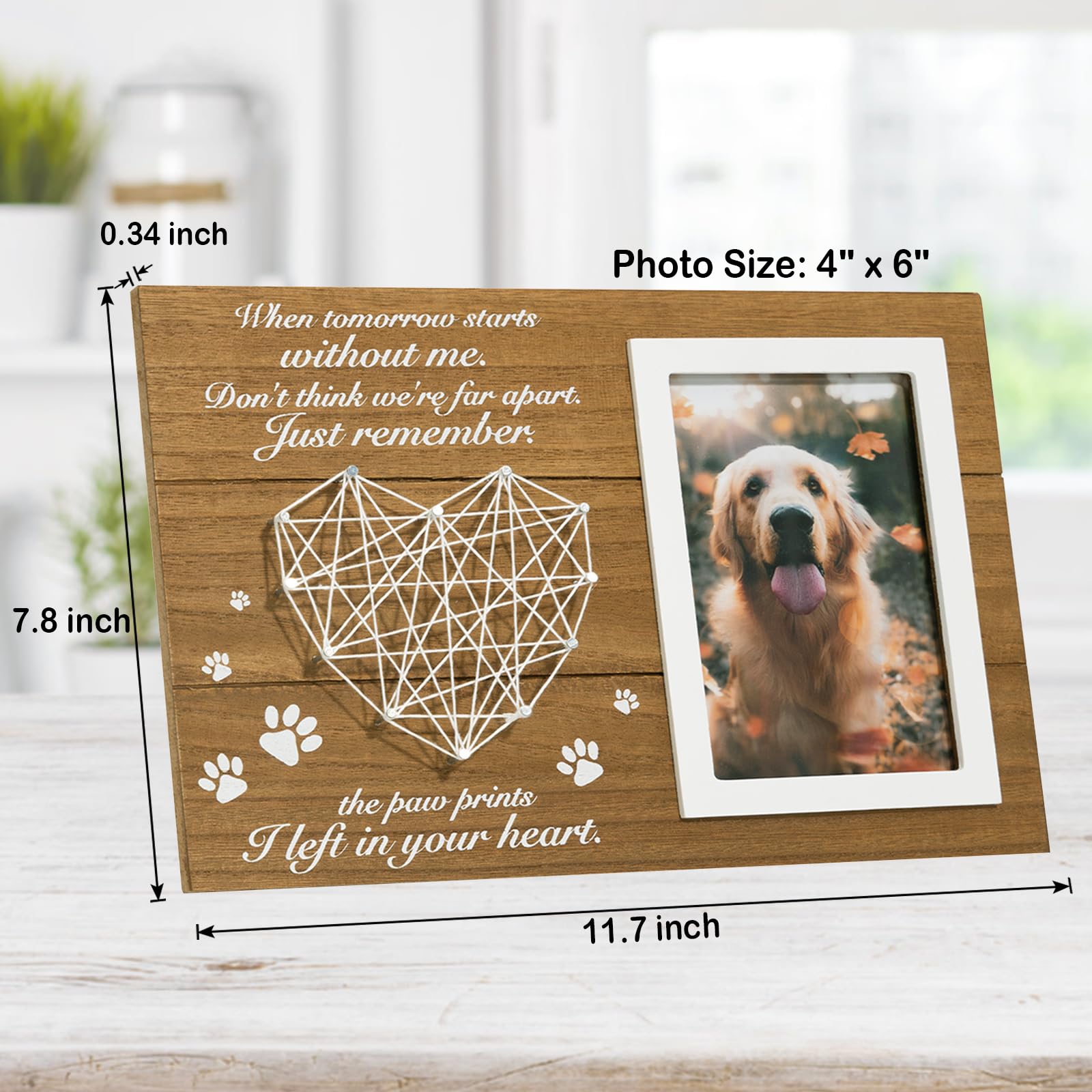 Pet Memorial Gifts, Pet Loss Memorial Frame Leave Paw Prints On Our Hearts, Paw Prints Sympathy Frame Gift For Loss Of Dog And C