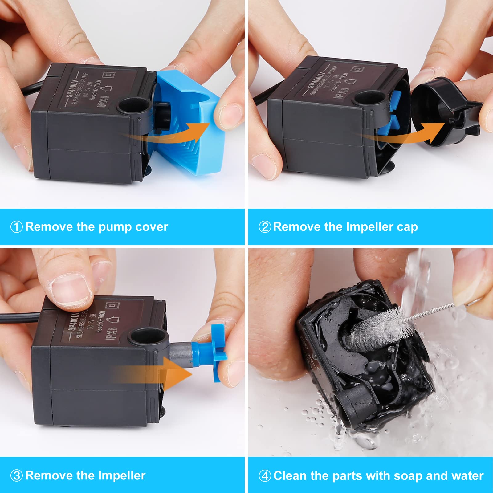 Carcent SP-400LV Cat Water Fountain Pump, SP-400LV USB Plug Replacement Pump Compatible with Butterfly, Seaside, 360 Plastic Pet
