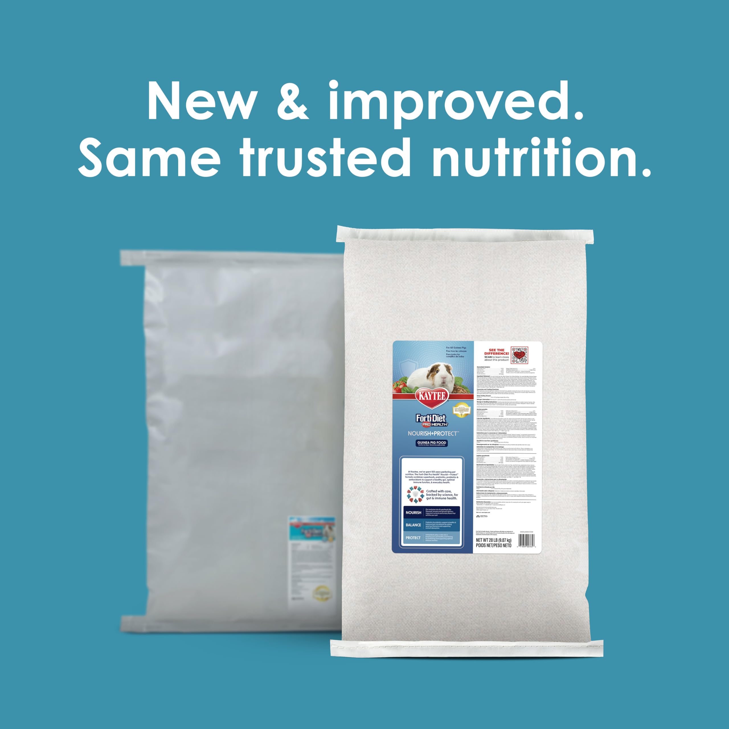Kaytee Forti-Diet Pro Health Nourish+Protect Guinea Pig Food, Comprehensive Nutrition Backed by Science, Digestive Health, Immun