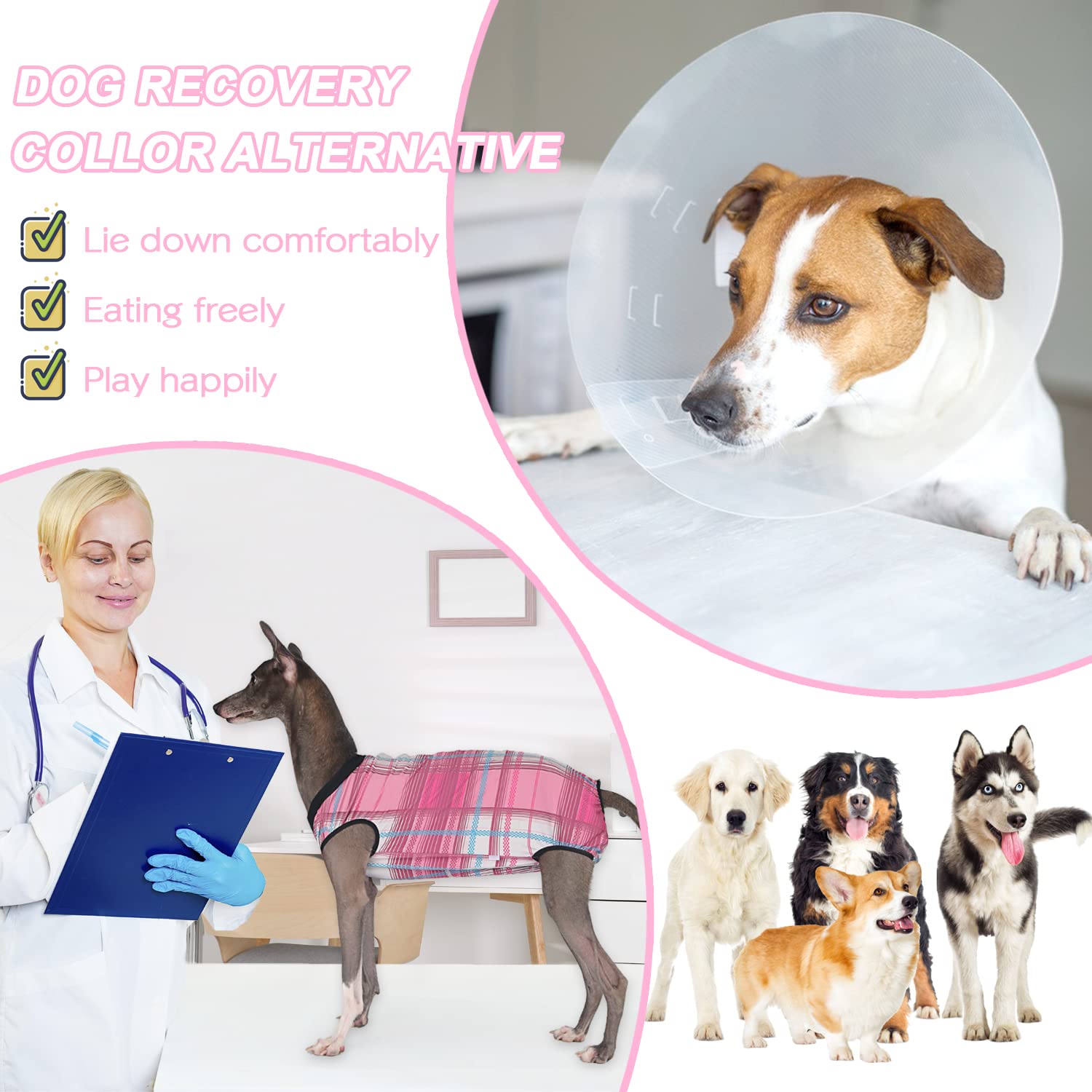 Etdane Dog Recovery Suit for Female Male Dog Onesie for Surgery Dog Surgical Suit After Spayed Dog Neuter Body Suits Fit Small M
