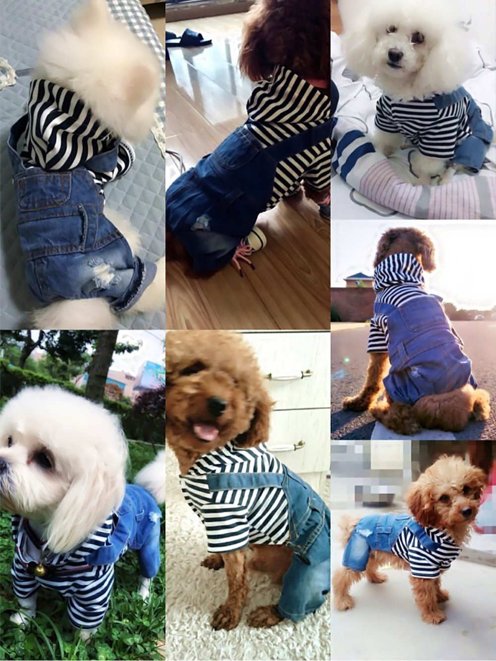 SILD Pet Denim Jumpsuit Dog Jeans Hoodies Cool Blue Coat Medium Small Dogs Classic Jacket Puppy Blue Vintage Washed Vests (XXL)