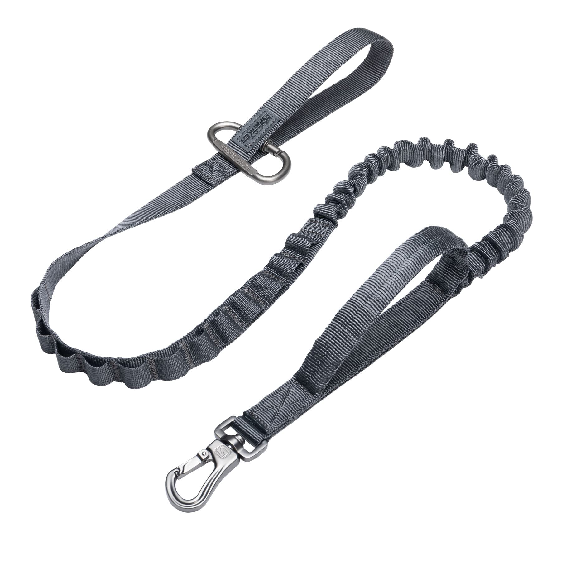 Excellent Elite Spanker Tactical Bungee Dog Leash Military Adjustable Dog Leash Quick Release Elastic Leads Rope With 2 Control Handle(Grey