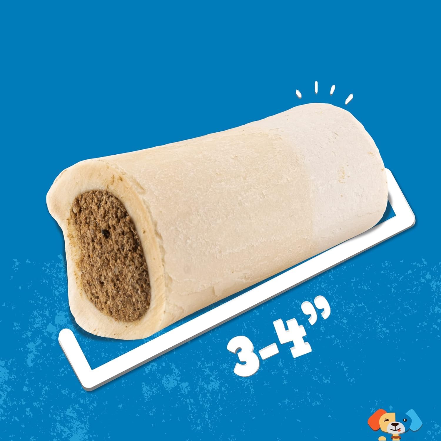 Jack&Pup 3-4 Filled Dog Bones for Small and Large Dogs, Flavored Shin Dog Bones Long Lasting, Stuffed Bone for Dogs, High Protei