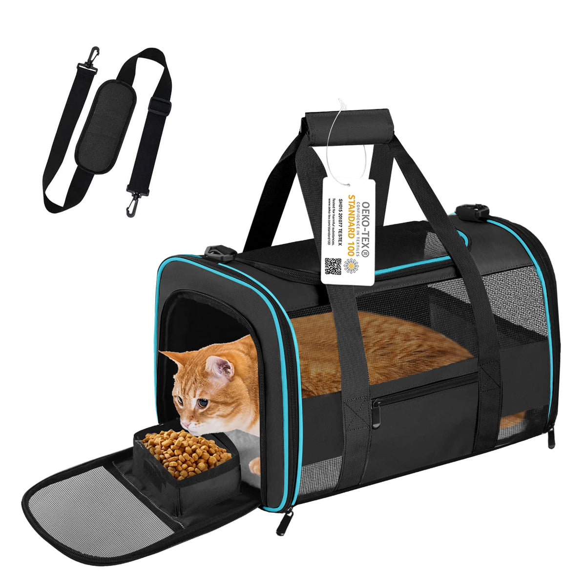 Cussiou Cat Carrier Dog Carrier Pet Carrier Airline Approved For Small Dogs Medium Cats Puppies Under 15 Lbs, Collapsible Soft Sided Dog Travel Carriers,Pet Carriers With Reflective Strip(Blue)