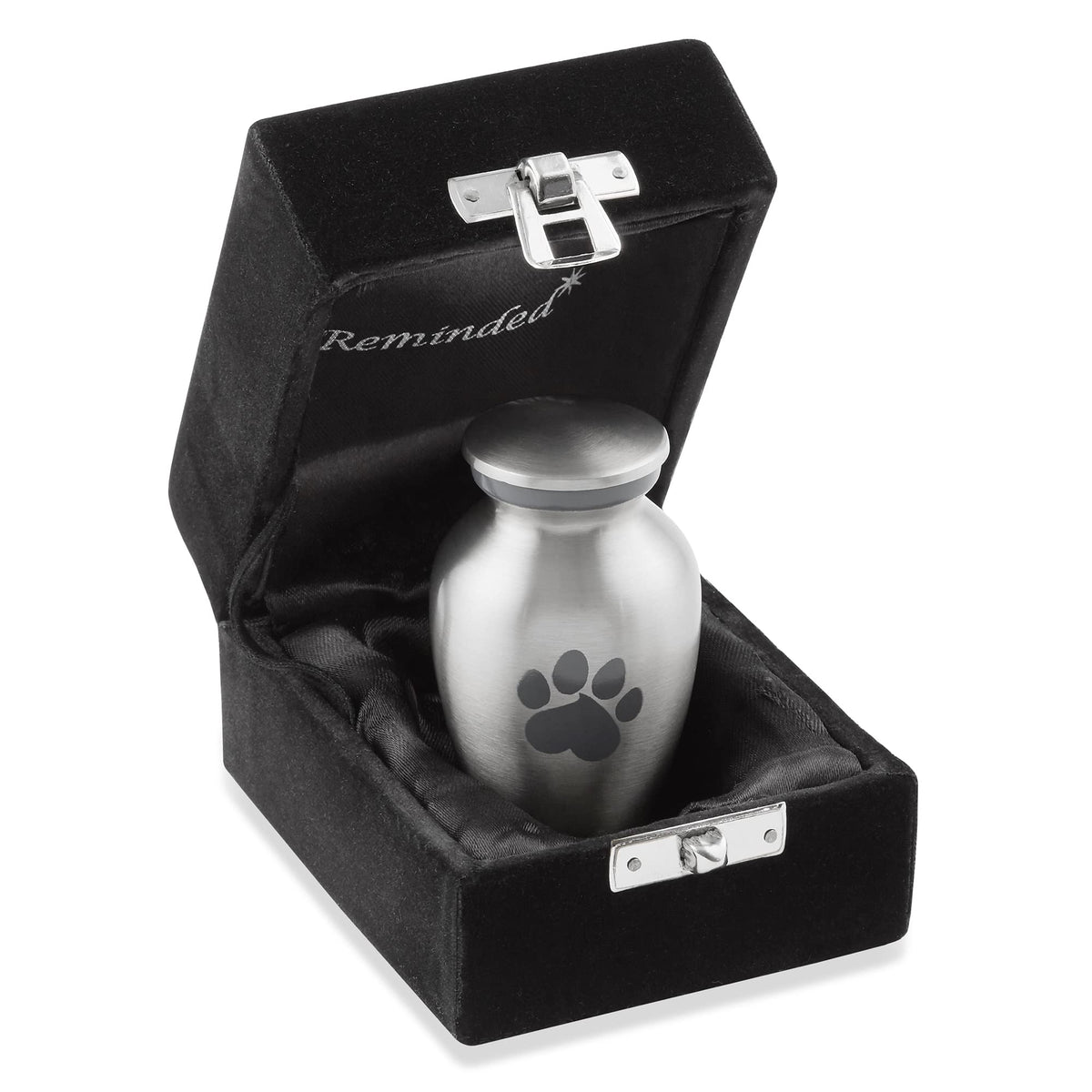 Reminded Pet Cremation Urns For Dog And Cat Ashes, Memorial Paw Print Urn - Extra Small Keepsake Silver