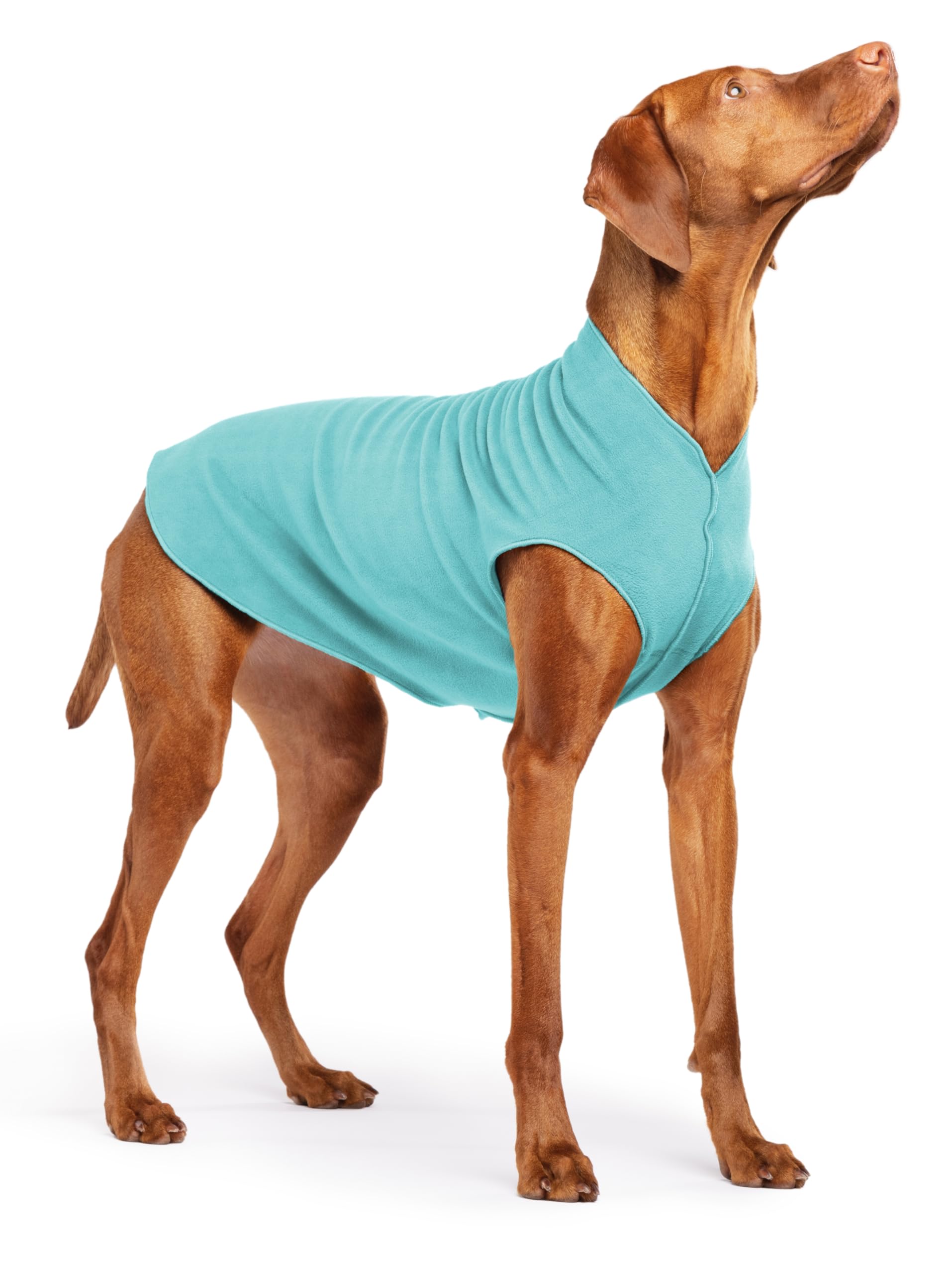 Gold Paw Stretch Fleece Dog Coat, Stretchy Pet Sweater, Machine Washable Pullover For Winter And Fall, Turquoise, 18