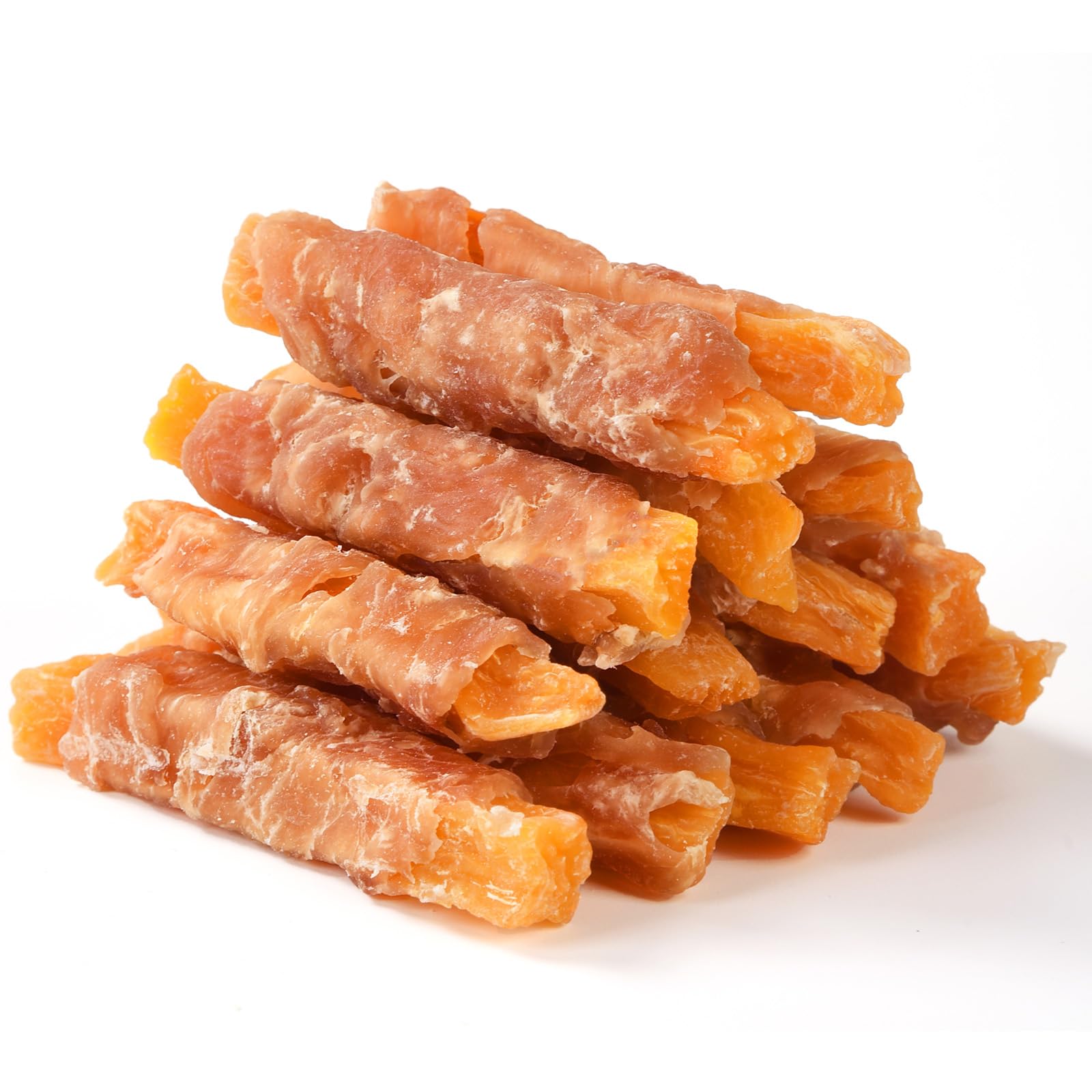 Pawmate Chicken Jerky Wrapped Sweet Potato Dog Treats w/Taurine, Healthy Dog Snakes Low Fat High Protein, Chewy Training Rewards