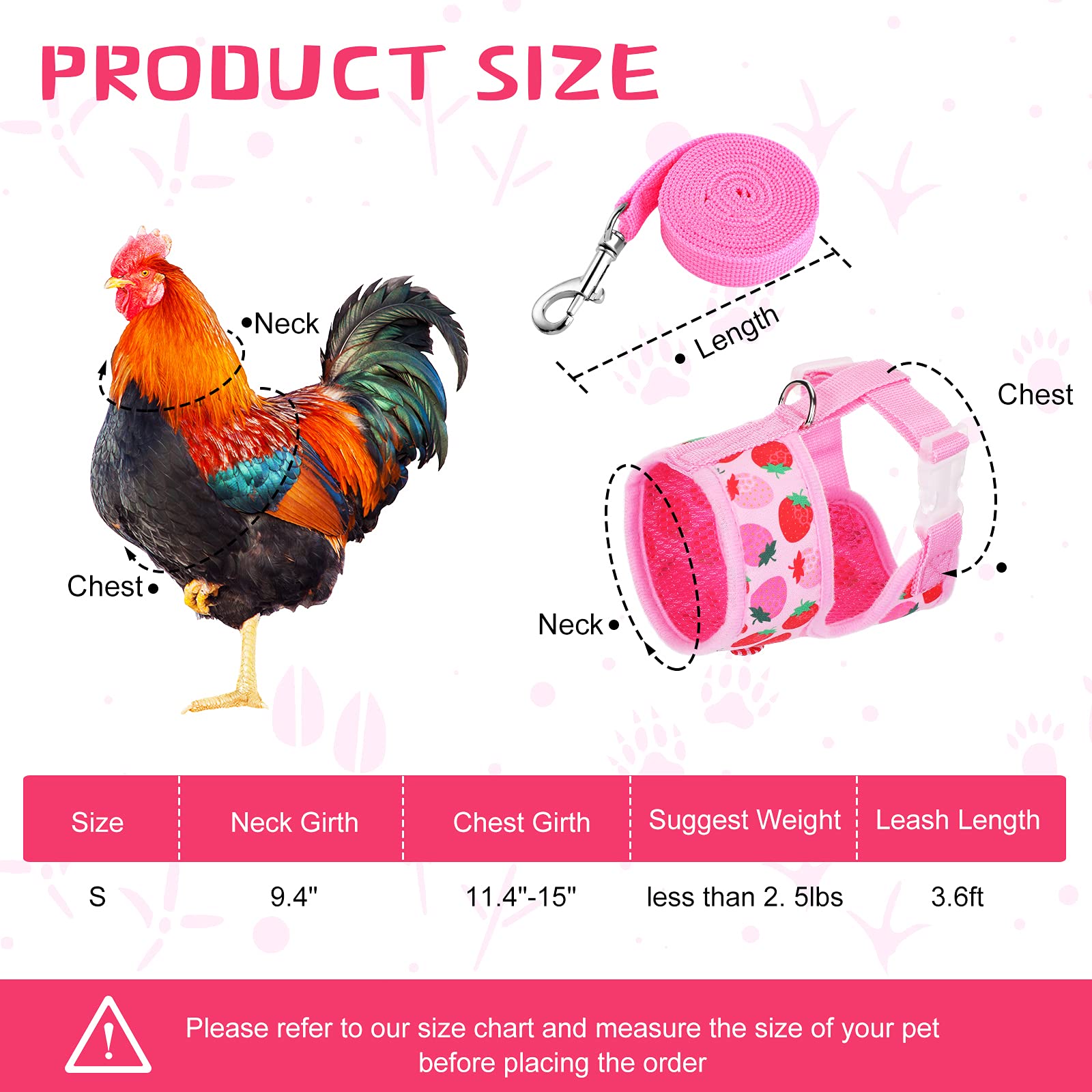 Frienda 2 Pieces Adjustable Chicken Harness And Leash Set Comfortable Elastic Hen Vest Breathable Halloween Harness For Hens Duc