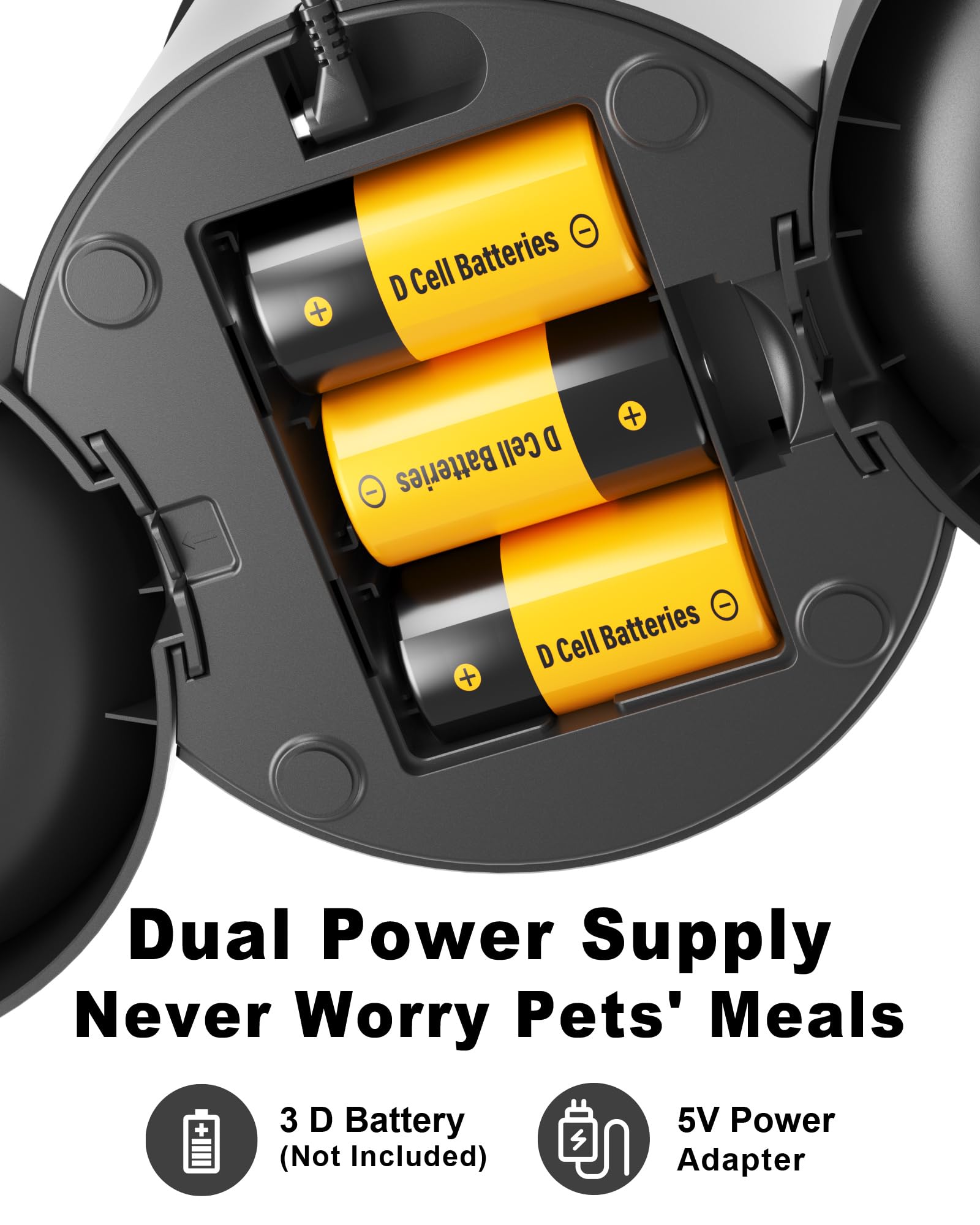Dual Automatic Cat Feeder 2 Cats,6 Meals/Day,12 Portions/Meal,4.2L Dual Power Double Bowls Feeder,Dry Food Auto Pet Dispenser,10