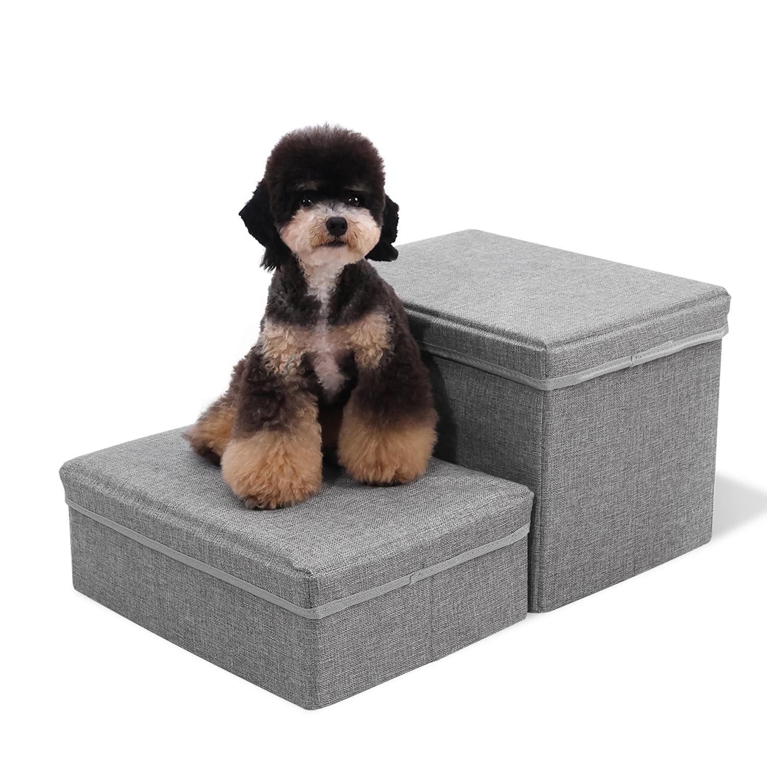 Foldable Dog Stairs/Steps 2-Tier Pet Steps Storage And Adjustable Steps For Small Medium Dogs Pet Steps Storage Stepper For High