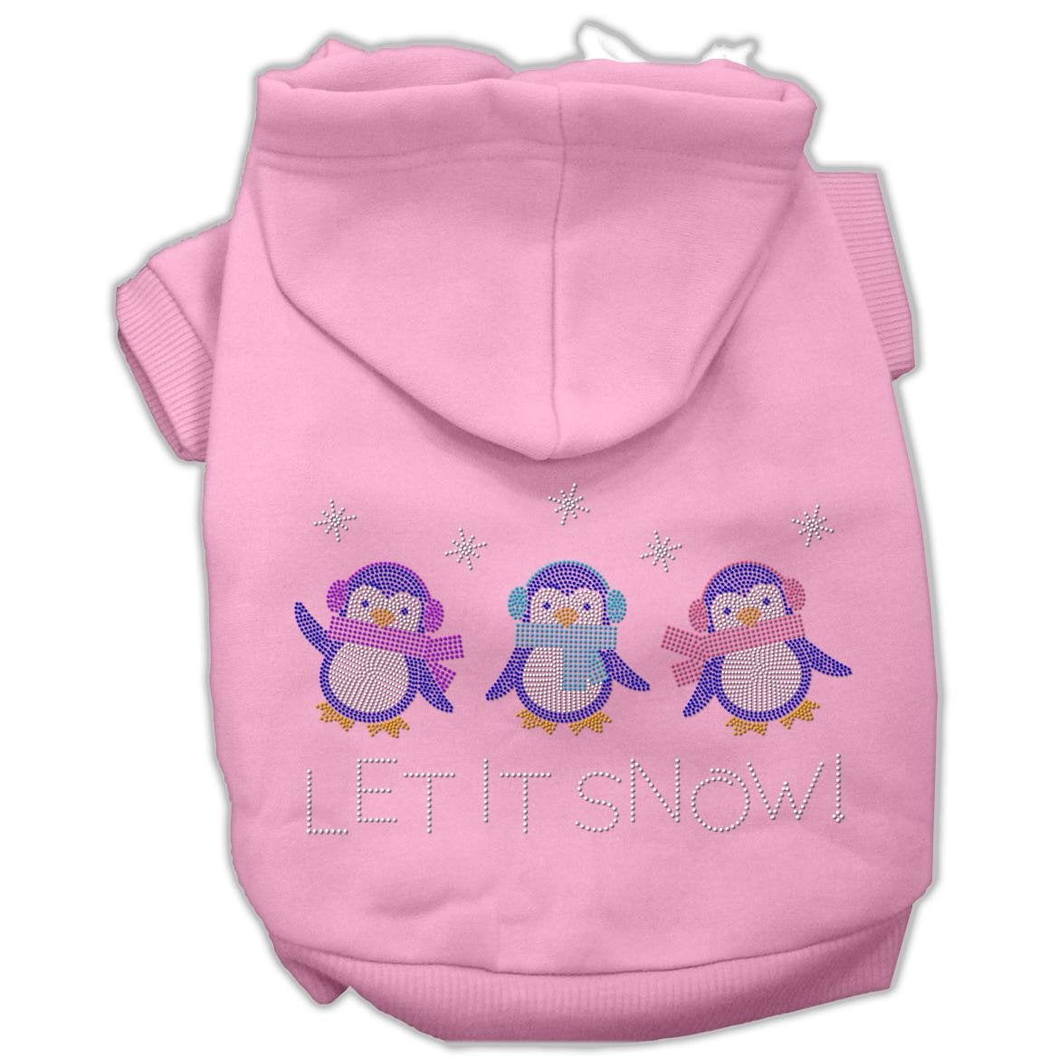 Mirage Pet Products 20-Inch Let it Snow Penguins Rhinestone Hoodie, 3X-Large, Pink
