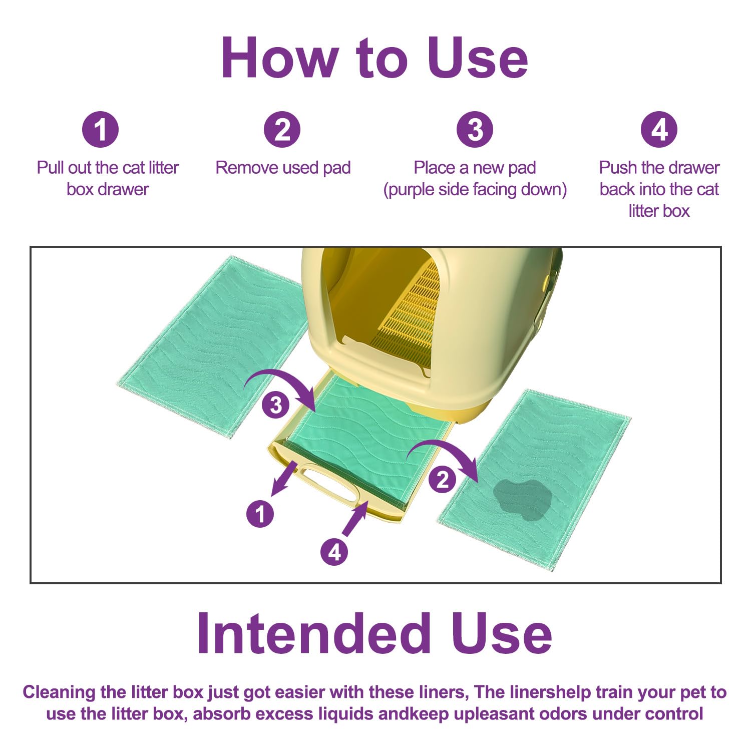 Cat Litter Pads, Machine Washable And Reusable Cat Pads For Litter Box, Super Absorbent Cat Pee Pads For Litter Box, 16.9''X11.4