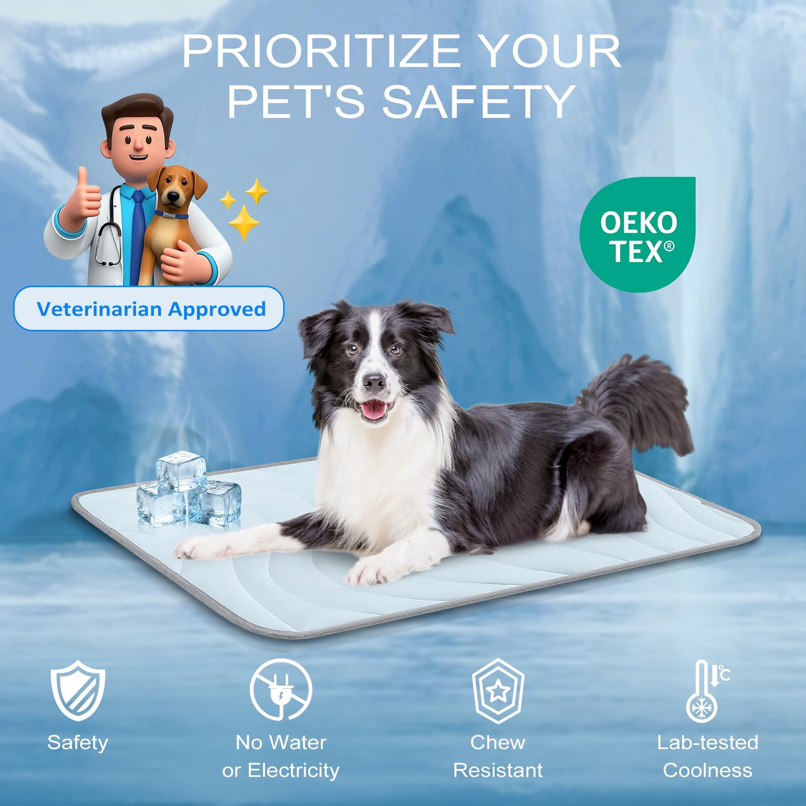 Cozyide Dog Cooling Mat, Small Cooling Mat For Dogs, Reversible Pad For Dog, 28'' L X 22'' W,Ocean Blue