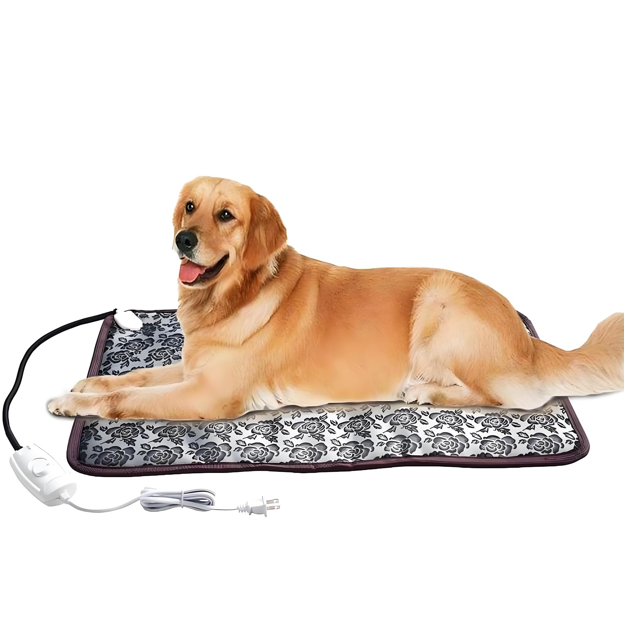 Heated Dog Bed XL Dog Heating Pad Outdoor Indoor House,Continuous High & Low Heater for Small Medium Pet Cat Puppy Puppies Chew 