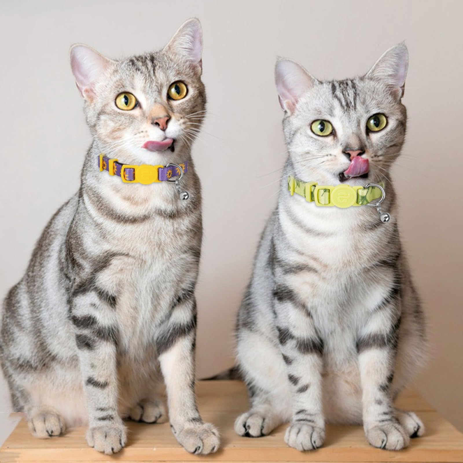 Azuza 4 Pack Breakaway Cat Collar With Bell, Quick Release Safe Buckle Adjustable Cat Collars, Floral Print Rose/Ginkgo/Sunflower/Butterfly