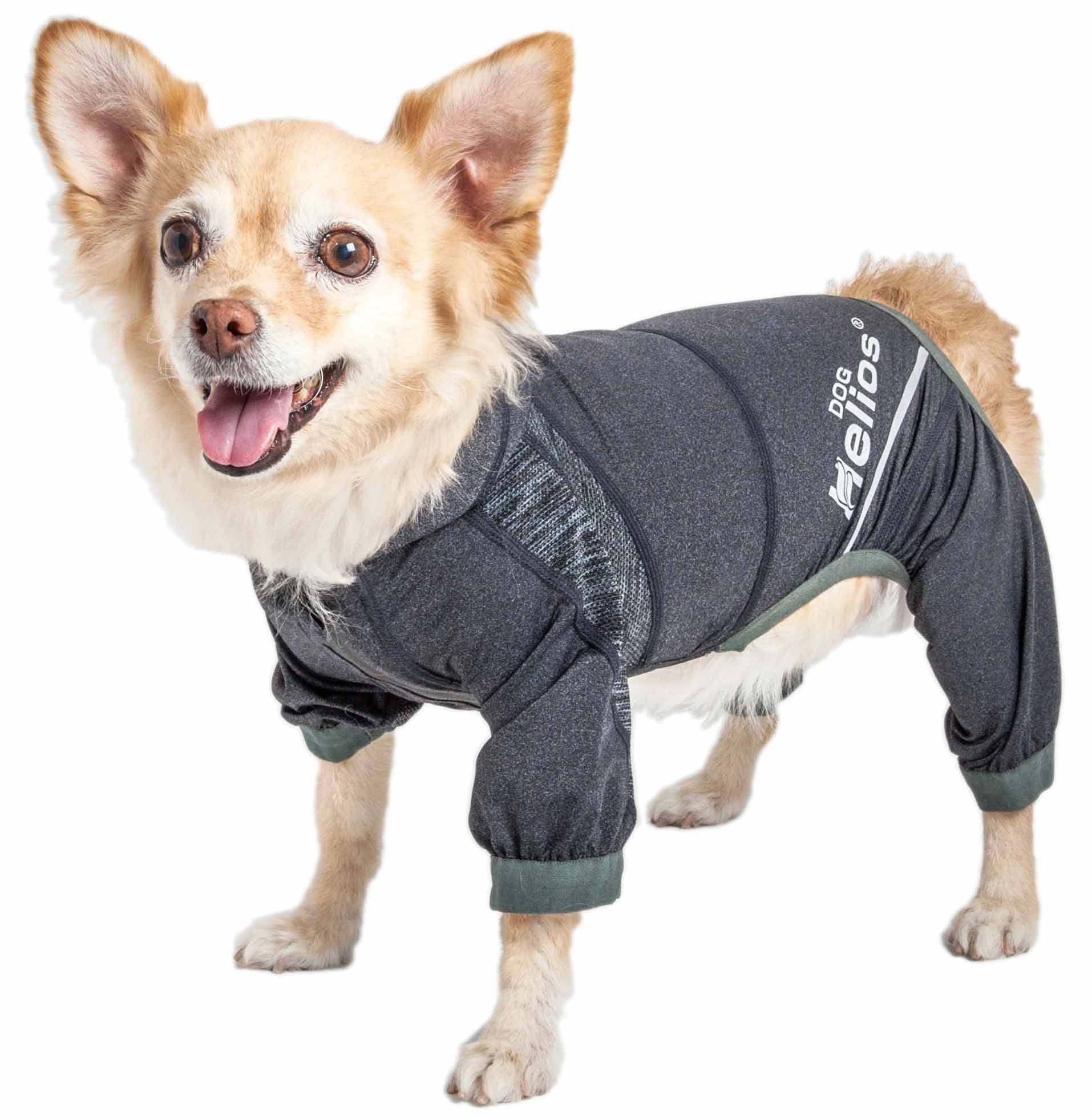 Dog Helios  Namastail Lightweight 4-Way Stretch Breathable Full Bodied Performance Yoga Dog Hoodie Tracksuit, Medium, Black