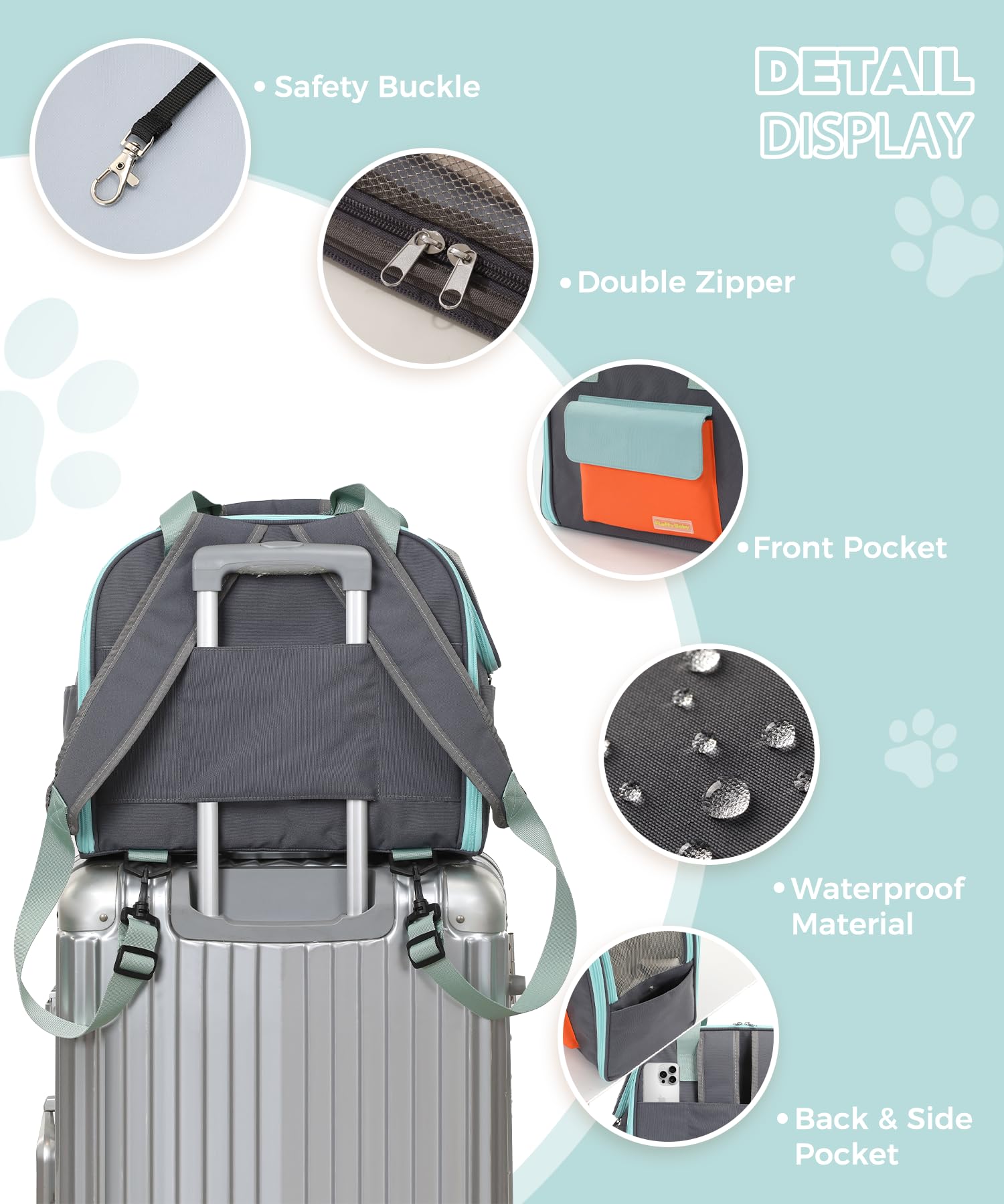 Expandable Pet Carrier Backpack, Cat Carrier Backpacks with Breathable Mesh for Cats Small Dogs Puppies Up to 25 Lbs Airline App