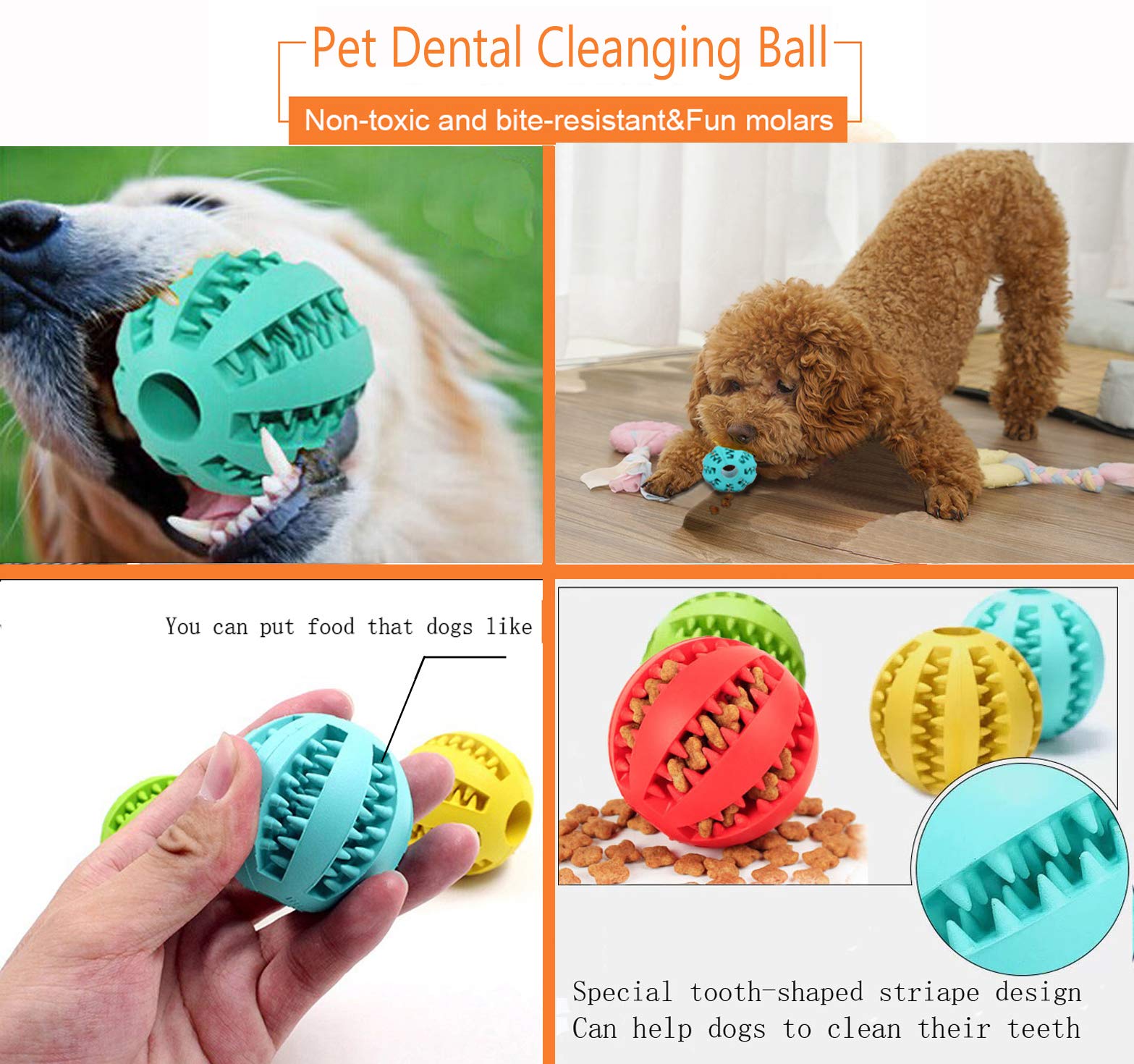 Sunglow 2 Pack Dog Toy Ball - Nontoxic Bite Resistant Teething Toys for Small/Medium/Large Dog and Puppy Cat, Dog Pet Food Treat