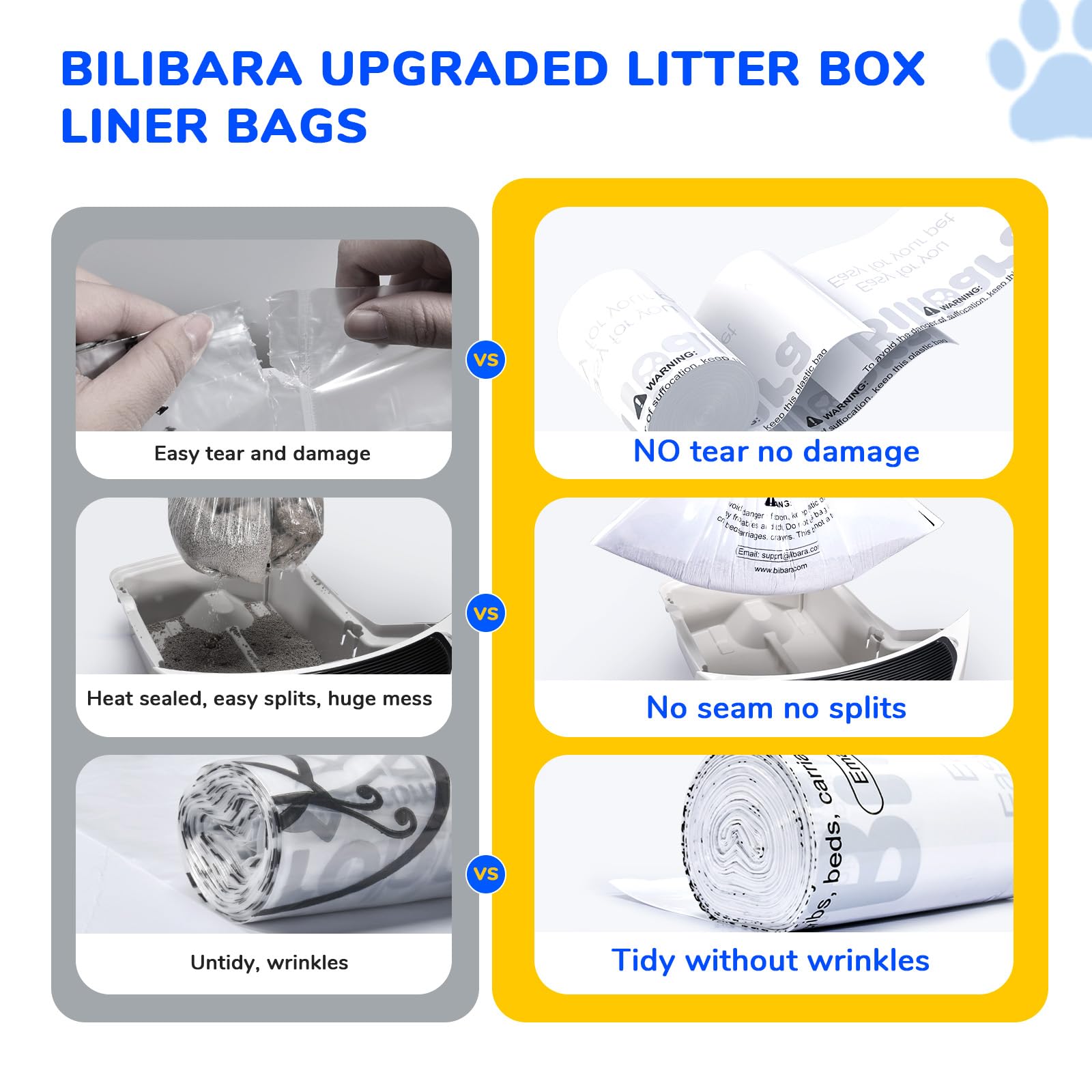 Bilibara Litter Box Liner Bag Compatible with Cat litter Box 3 and 4, 60 Pack - Extra Thick Waste Bags for Self-Cleaning Pet Kit
